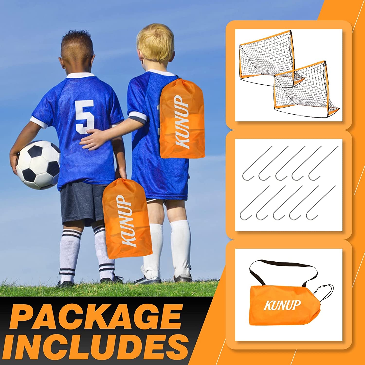 Soccer Goals for Backyard for Kids, Portable Soccer Nets Set, 2 Packs Pop up Soccer Goal with Carrying Bag for Outdoor Training,Size 5 X 3'1", 3'6"X 2'5"