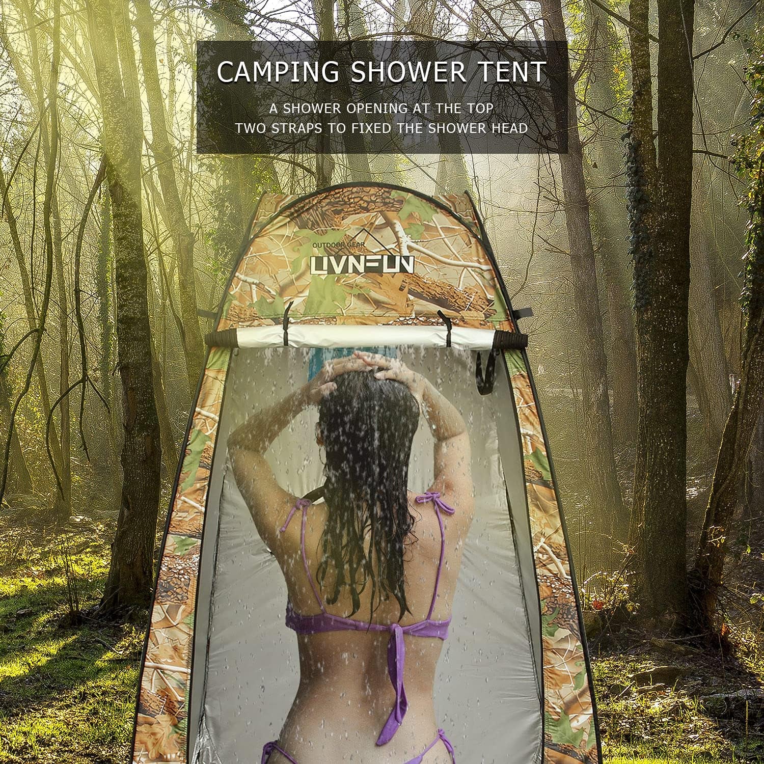 Privacy Shower Tent – Pop up Changing Tent Camping Shower Toilet Tent Portable Shelters Room 6.2 FT Tall
