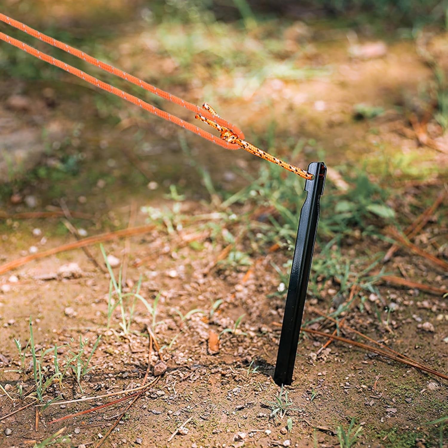 Aluminum Tent Stakes Pegs & Reflective Guylines with Tent Cord Tensioners for Camping, Hiking, Backpacking (Yellow)
