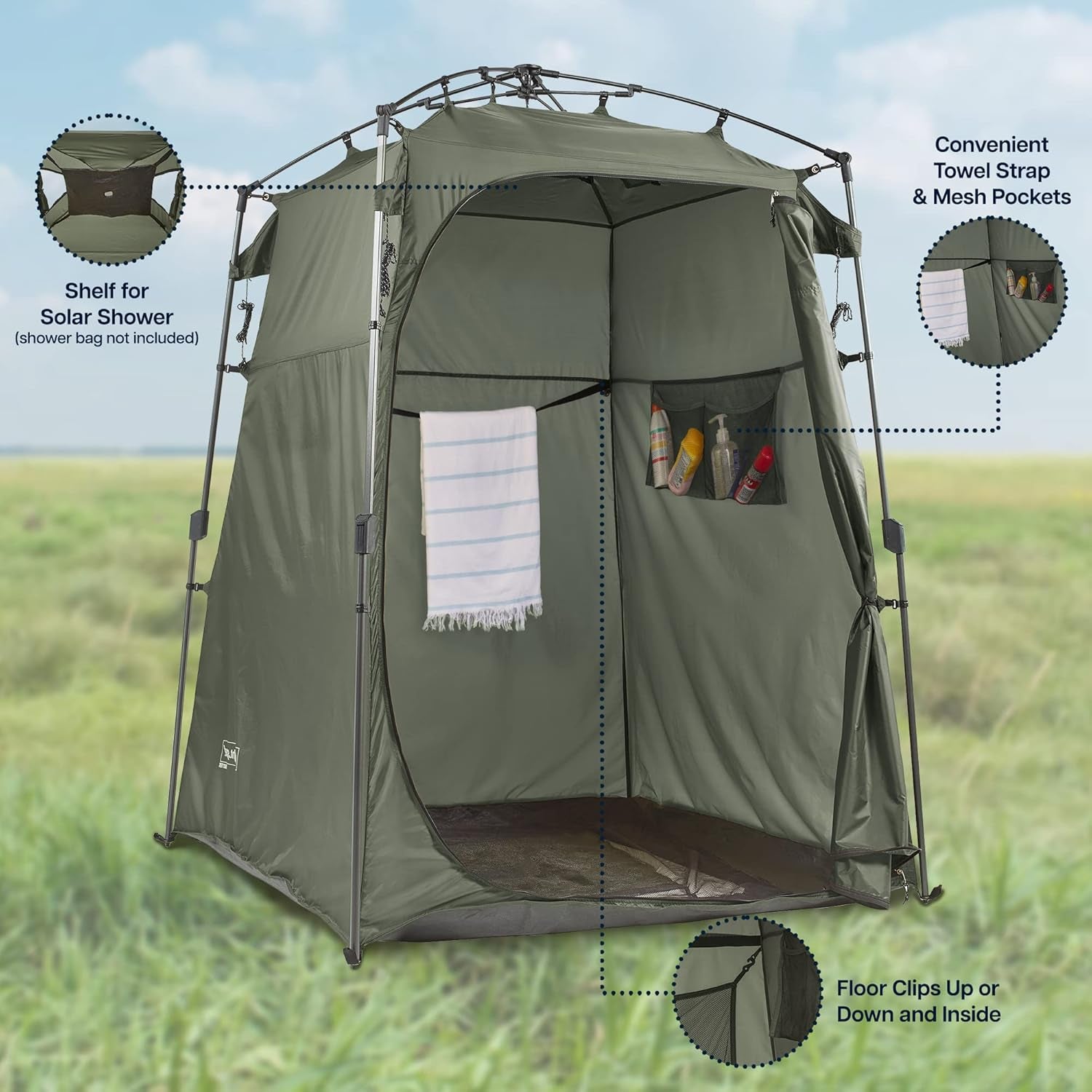 Outdoors 3-In-1 Privacy Tent | Changing Room and Outdoor Shower | Pop up Changing Tent for Camping | Privacy Tent for Camp Shower | Portable Camping Bathroom
