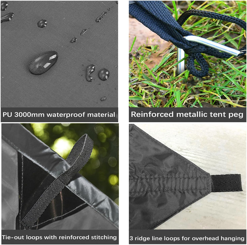Tent Tarp, Picnic Mat Camping Tarp Tent Hammock Tarp, Pu Waterproof Camping Tarp Tent Rain Fly Picnic Mat Survival Shelter Sunshade