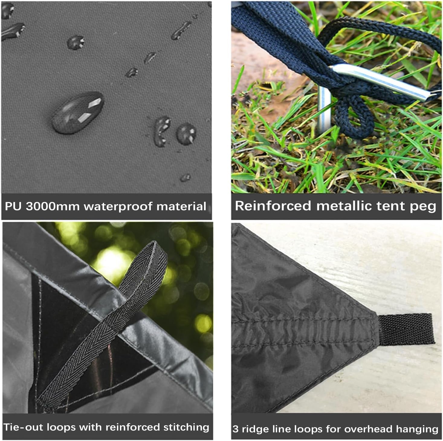 Tent Tarp, Picnic Mat Camping Tarp Tent Hammock Tarp, Pu Waterproof Camping Tarp Tent Rain Fly Picnic Mat Survival Shelter Sunshade