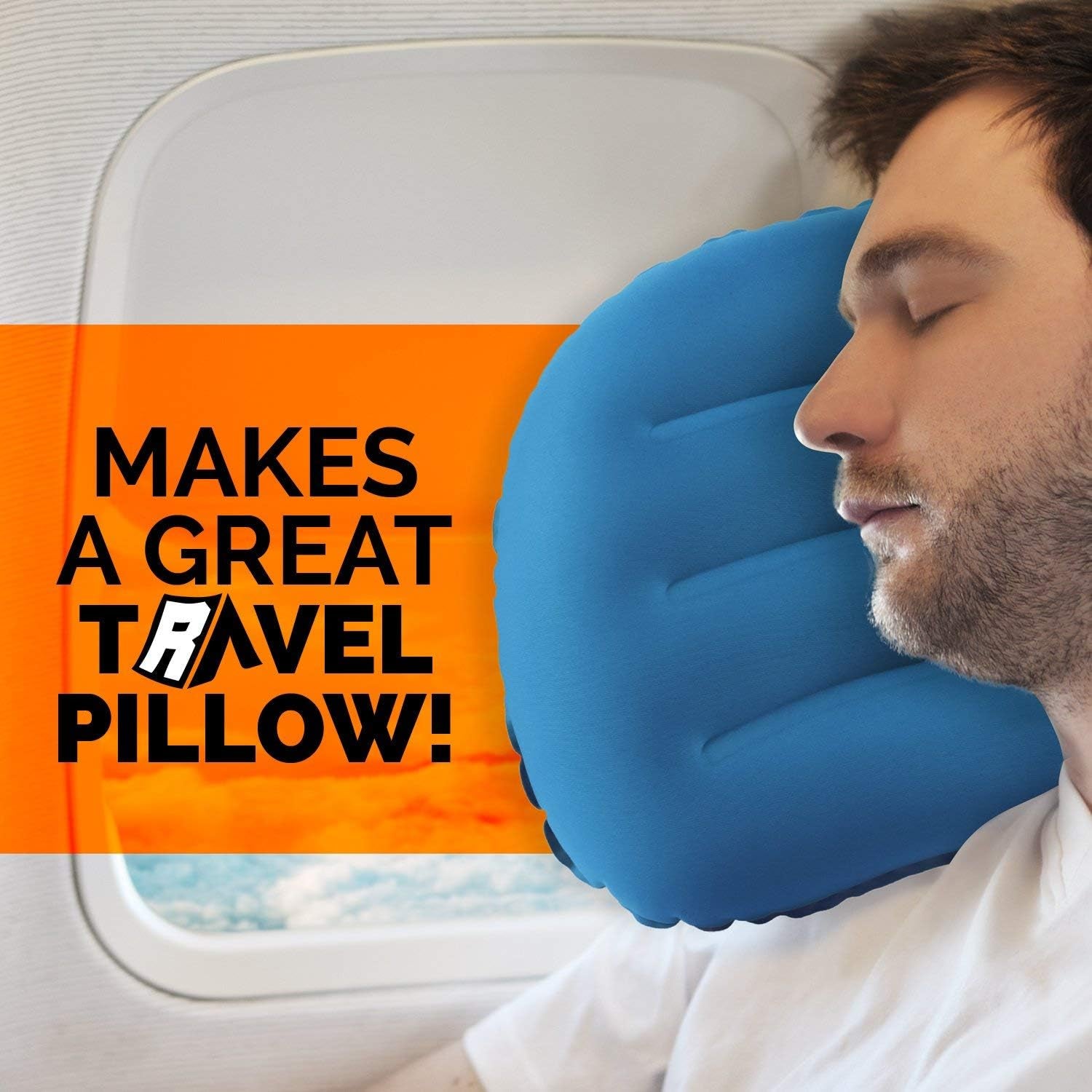 Compressible Inflatable Camping Pillow - Backpacking & Beach Use, Multiple Colors, Ergonomic Neck & Lumbar Support