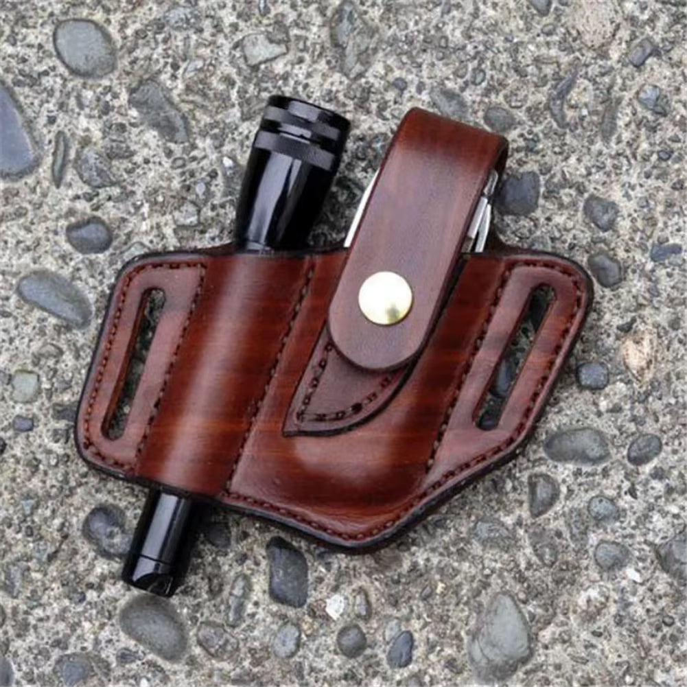 EDC Waist Pack Leather Waist Holster Belt Loop Holder Organizer Waist Pouch Outdoor Waist Pack for Lighter Flashlight Pliers