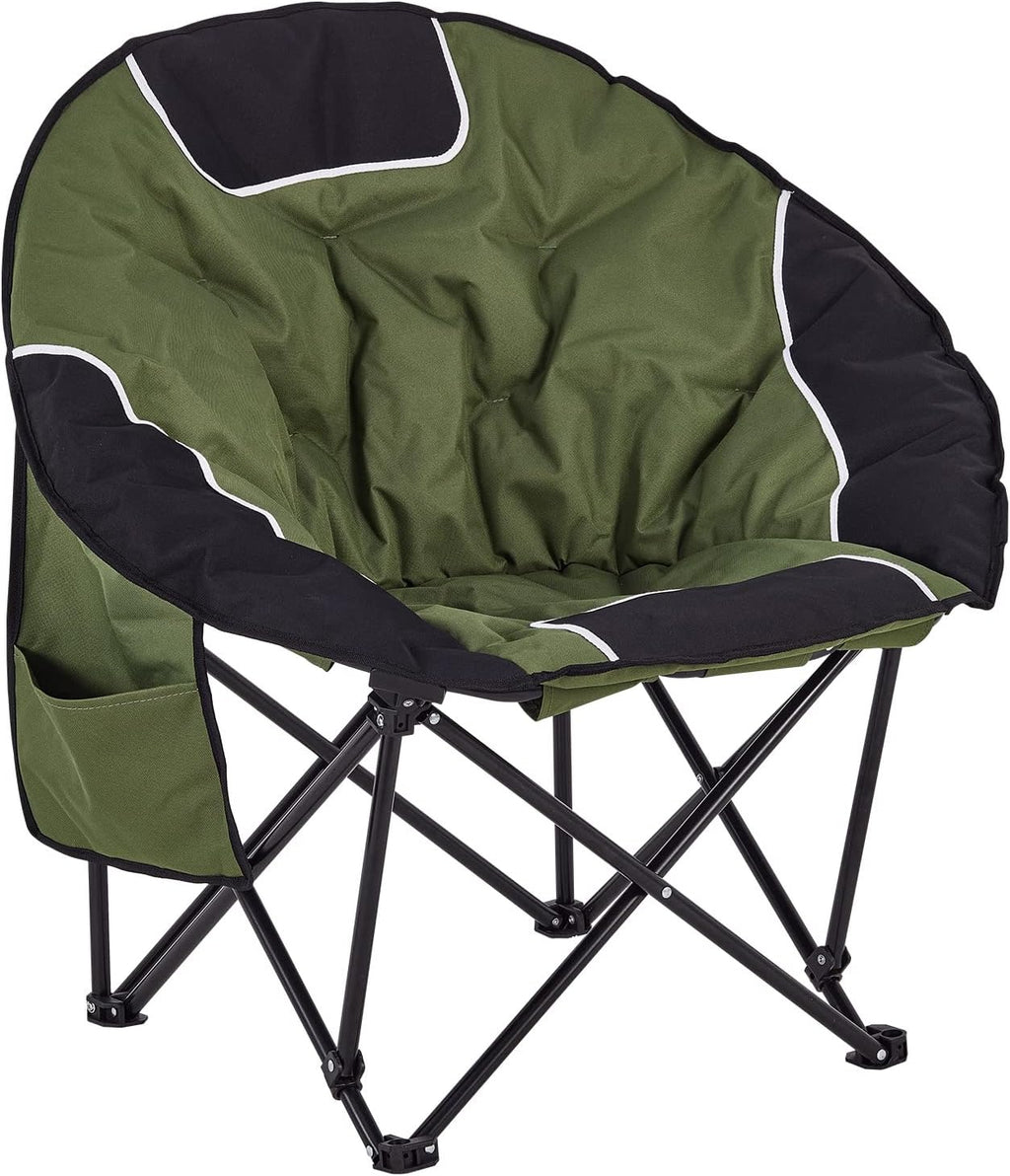 Oversized Moon Chairs Camping Chair round Chair Folding Portable Outdoor Chair with Storage Bag, Green