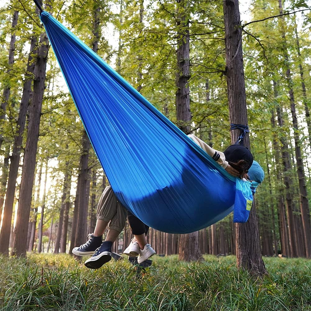 INNO STAGE Camping Hammock - Portable Hammocks Double with 2 Tree Straps, Lightwight Camping Gear for Hiking, Backpacking, Hunting, Outdoor, Beach - Blue