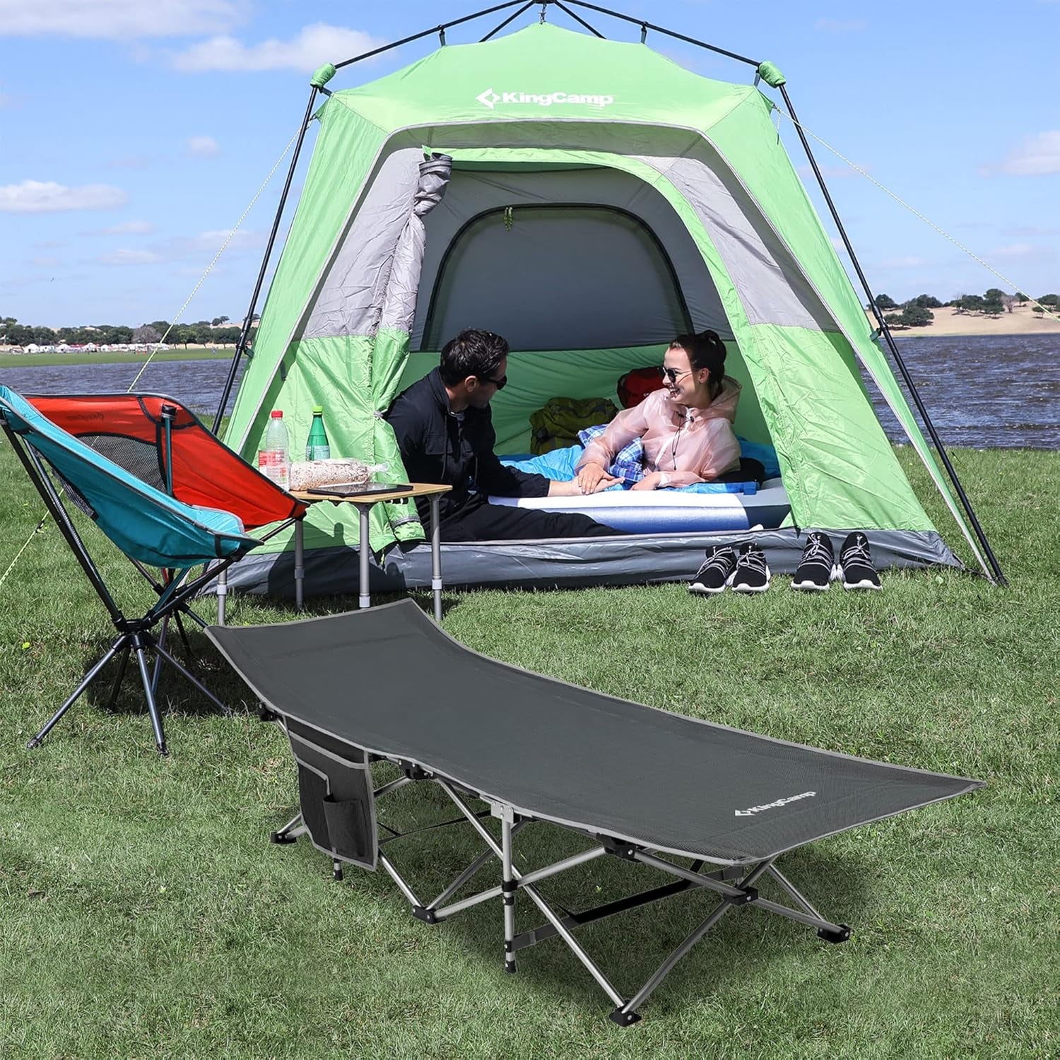 Folding Camping Cot for Adults,Portable Sturdy Sleeping Cot with Carry Bag Outdoor Lightweight Camping Bed Support 264 Lbs,Large Outdoor Foldable Travel Cots for Camping Beach Home Nap