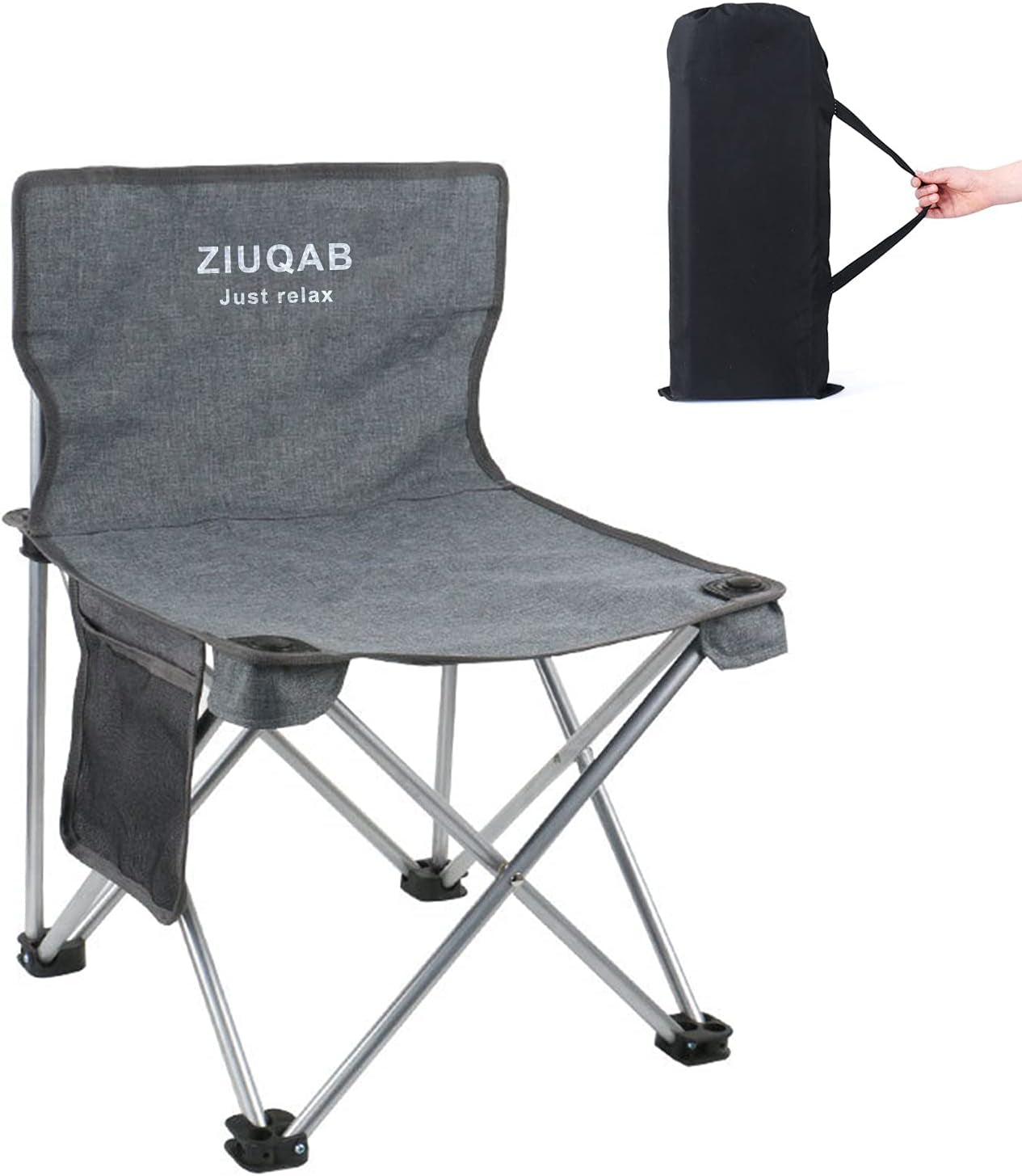 13" Folding Portable Chairs for Camping, Small Ultralight Stool with Organizer Bag, outside Grey Seat Kit for Fishing, Family, Picnic, Beach, Patio, Ice Fishing