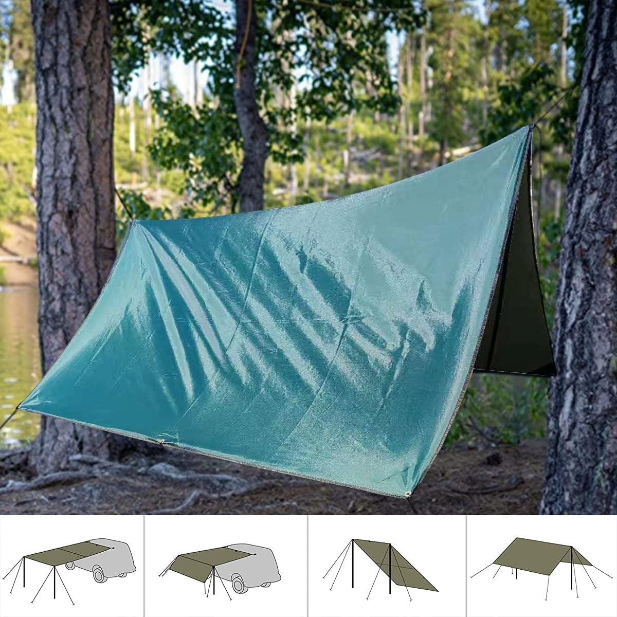 Versatility Car Awning Camping Car Tail Tent Waterproof Shed 210D Silver Coated Oxford Cloth Tent for Outdoor Activities like Camping Mountaineering Fishing for Vehicles SUV RV
