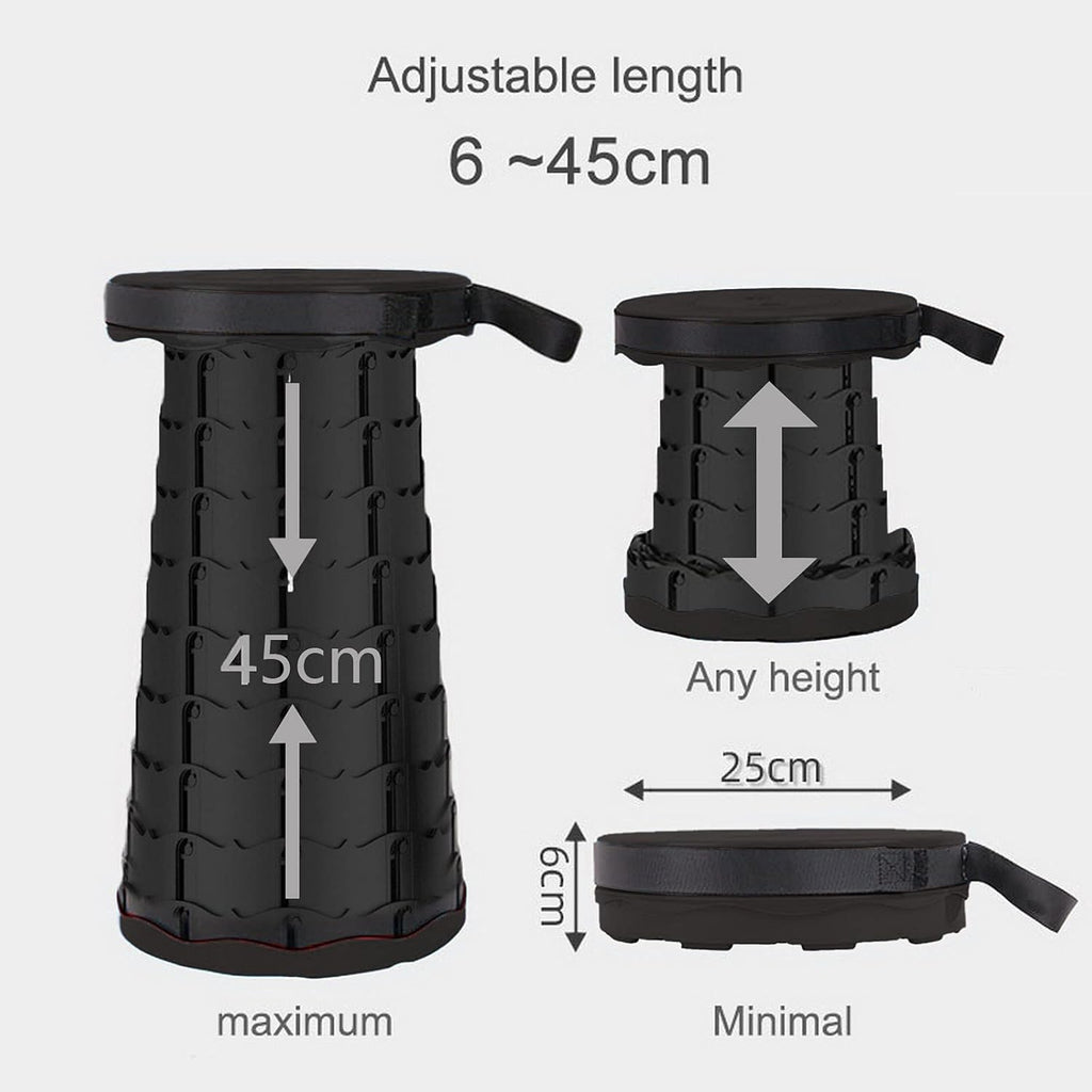 Retractable Folding Stools Portable Camping Stool Upgraded Collapsable Stool Telescopic Camping Stool Fishing Chair Seat for Fishing Camping Outdoors Indoors, Max Load 330Lbs