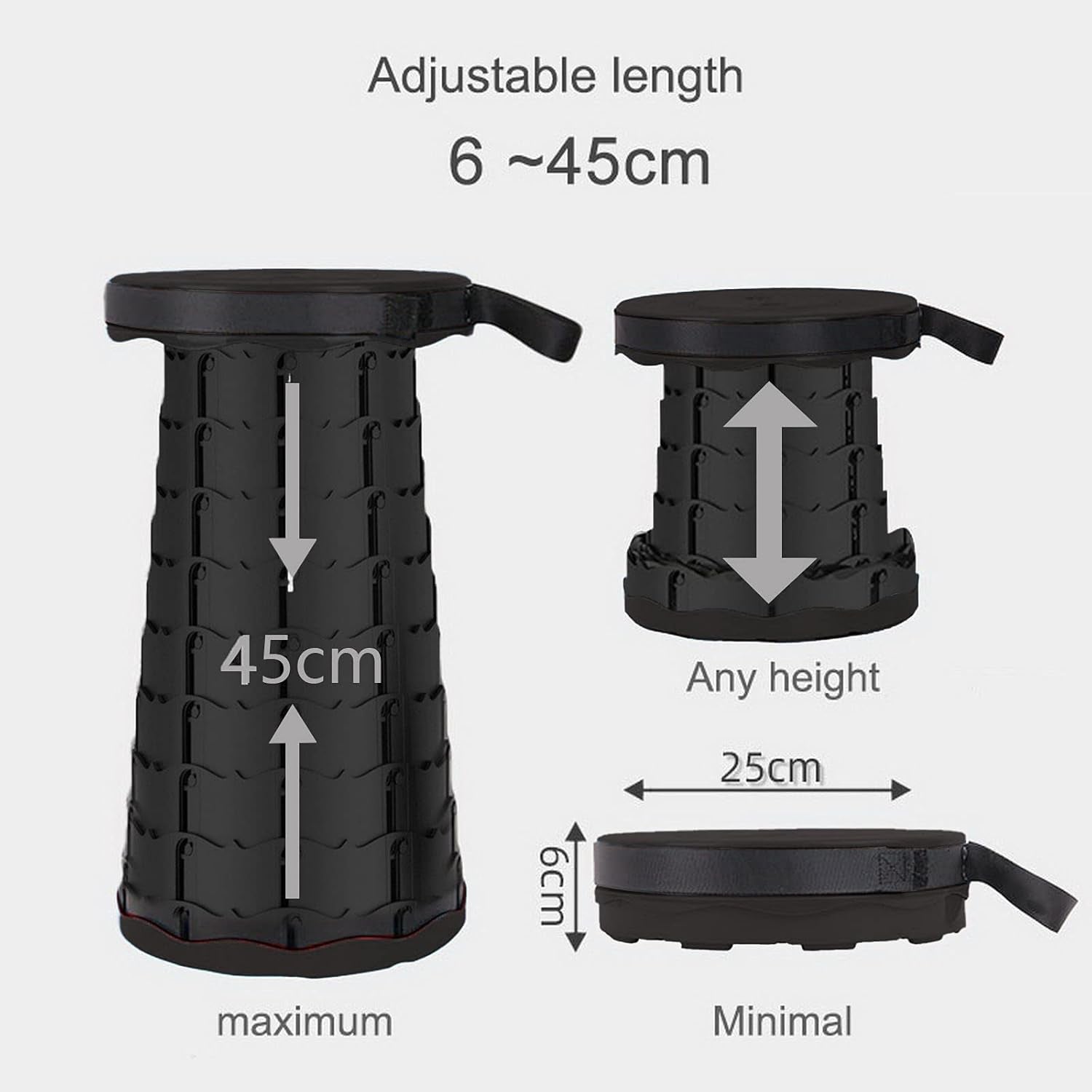 Retractable Folding Stools Portable Camping Stool Upgraded Collapsable Stool Telescopic Camping Stool Fishing Chair Seat for Fishing Camping Outdoors Indoors, Max Load 330Lbs