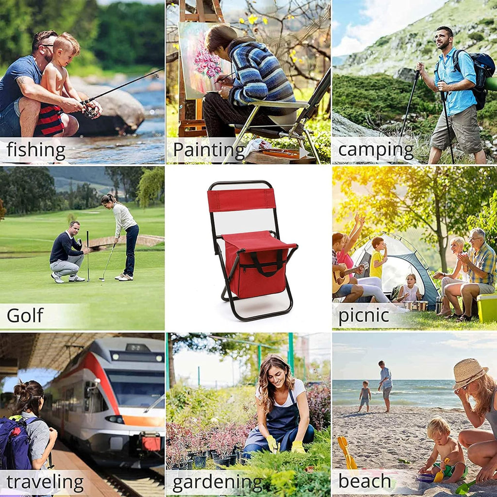 Camping Chair Lightweight Waterproof Folding - Gear and Portable Stool Perfect for Outdoor Storage, Travel, Hiking, Hunting, Camping, Tailgating, Beach, Parades & More (Red)