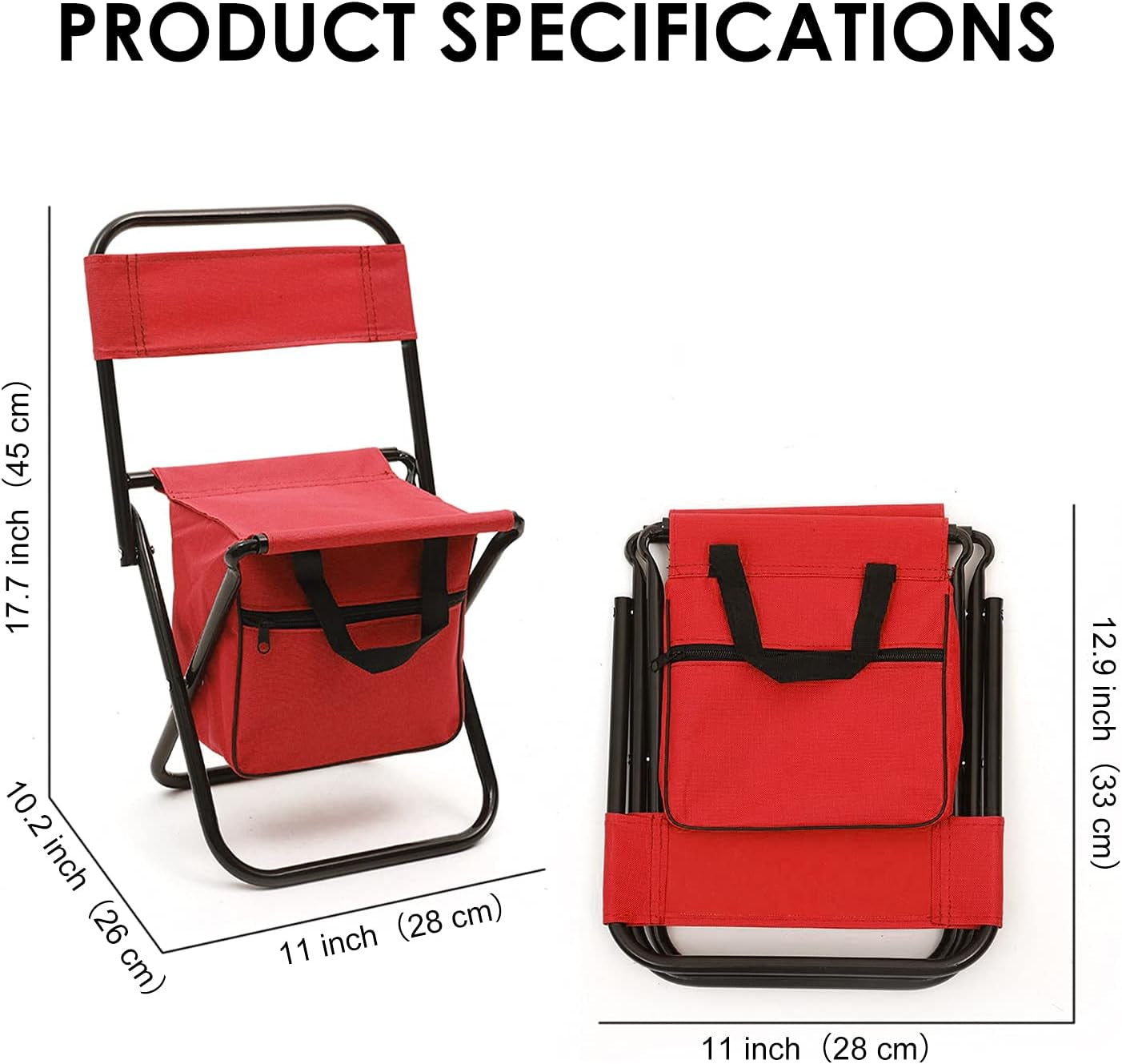 Camping Chair Lightweight Waterproof Folding - Gear and Portable Stool Perfect for Outdoor Storage, Travel, Hiking, Hunting, Camping, Tailgating, Beach, Parades & More (Red)