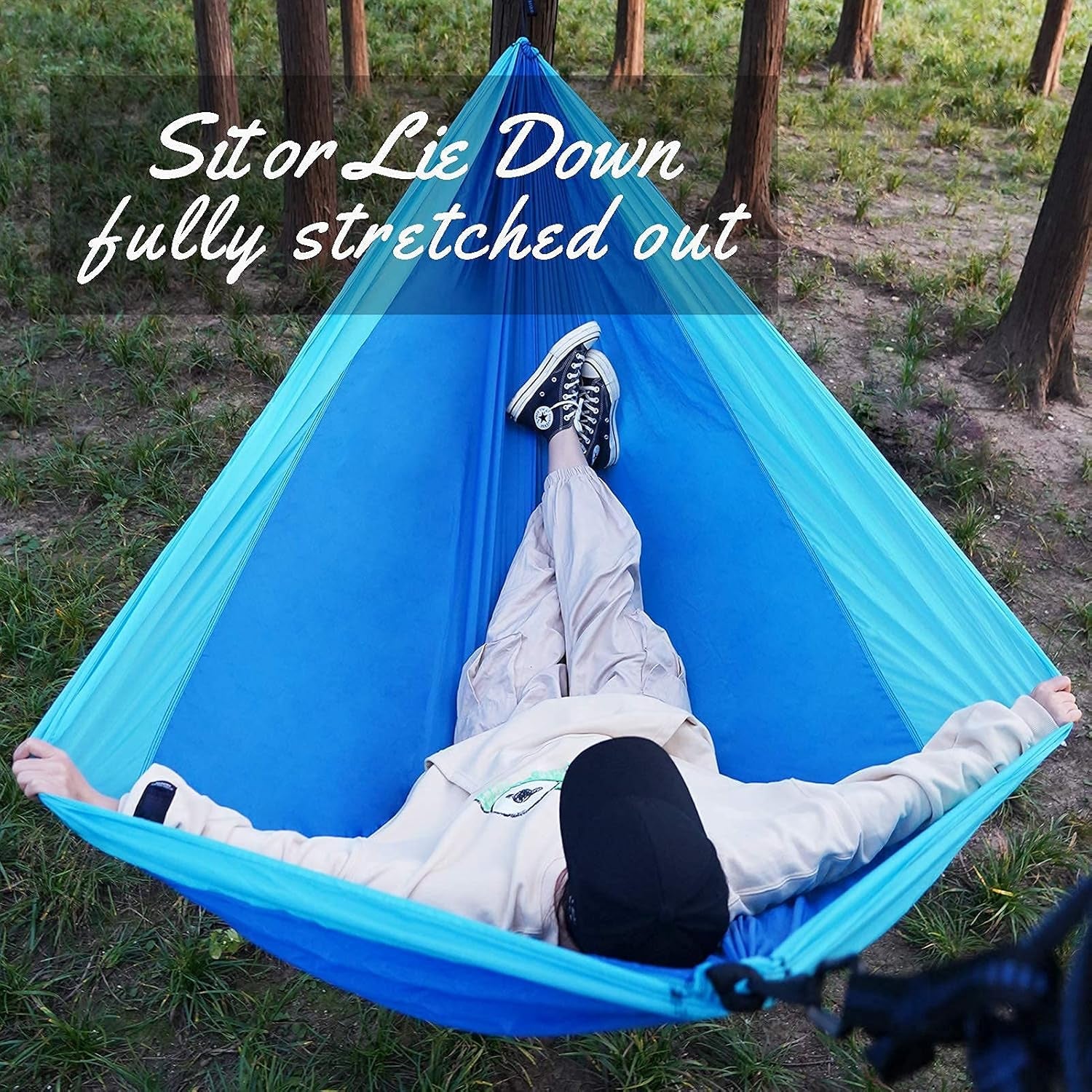 INNO STAGE Camping Hammock - Portable Hammocks Double with 2 Tree Straps, Lightwight Camping Gear for Hiking, Backpacking, Hunting, Outdoor, Beach - Blue