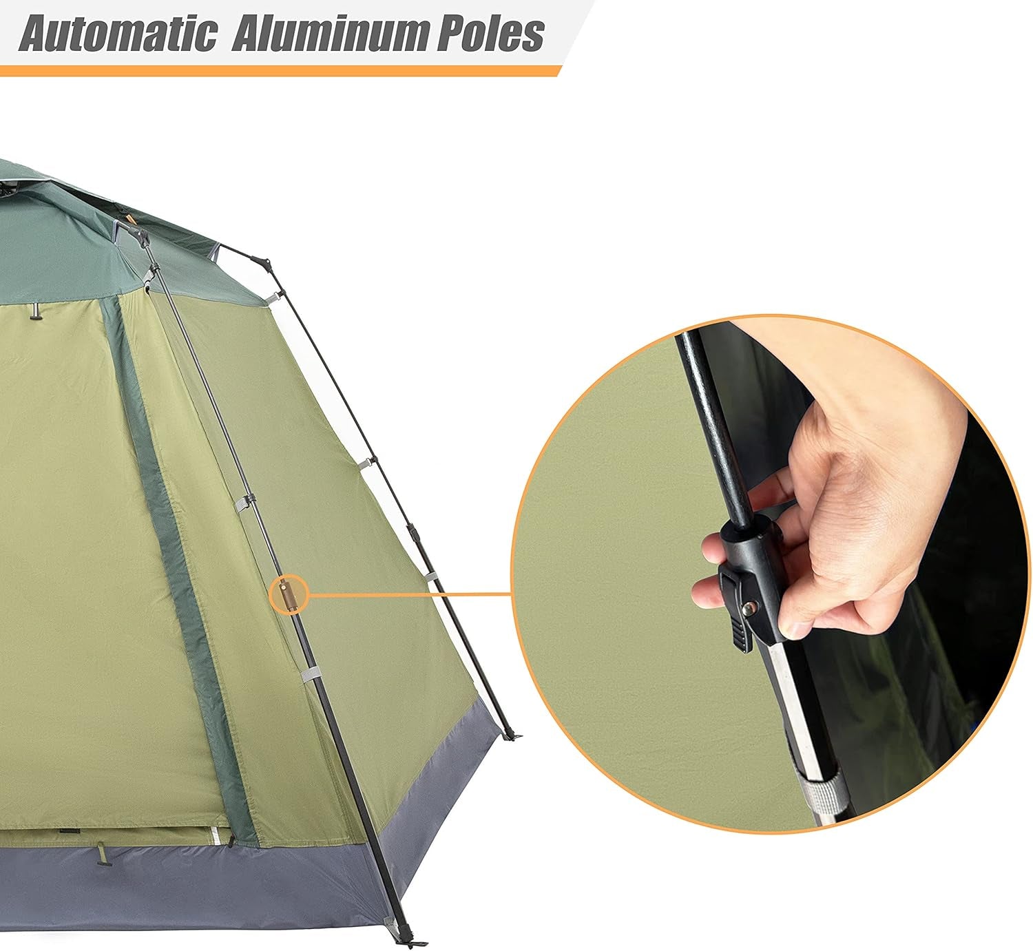 Outdoor Camping Tents for 4/5 Person Waterproof Instant Setup Tent Double Layer Family Tent with Removable Rain Fly Easy Assemble Cabin Tent for 4 Seasons-Green