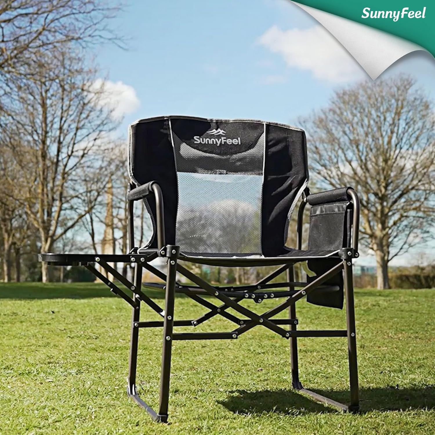 Camping Directors Chair, Heavy Duty,Oversized Portable Folding Chair with Side Table, Pocket for Beach, Fishing,Trip,Picnic,Lawn,Concert Outdoor Foldable Camp Chairs