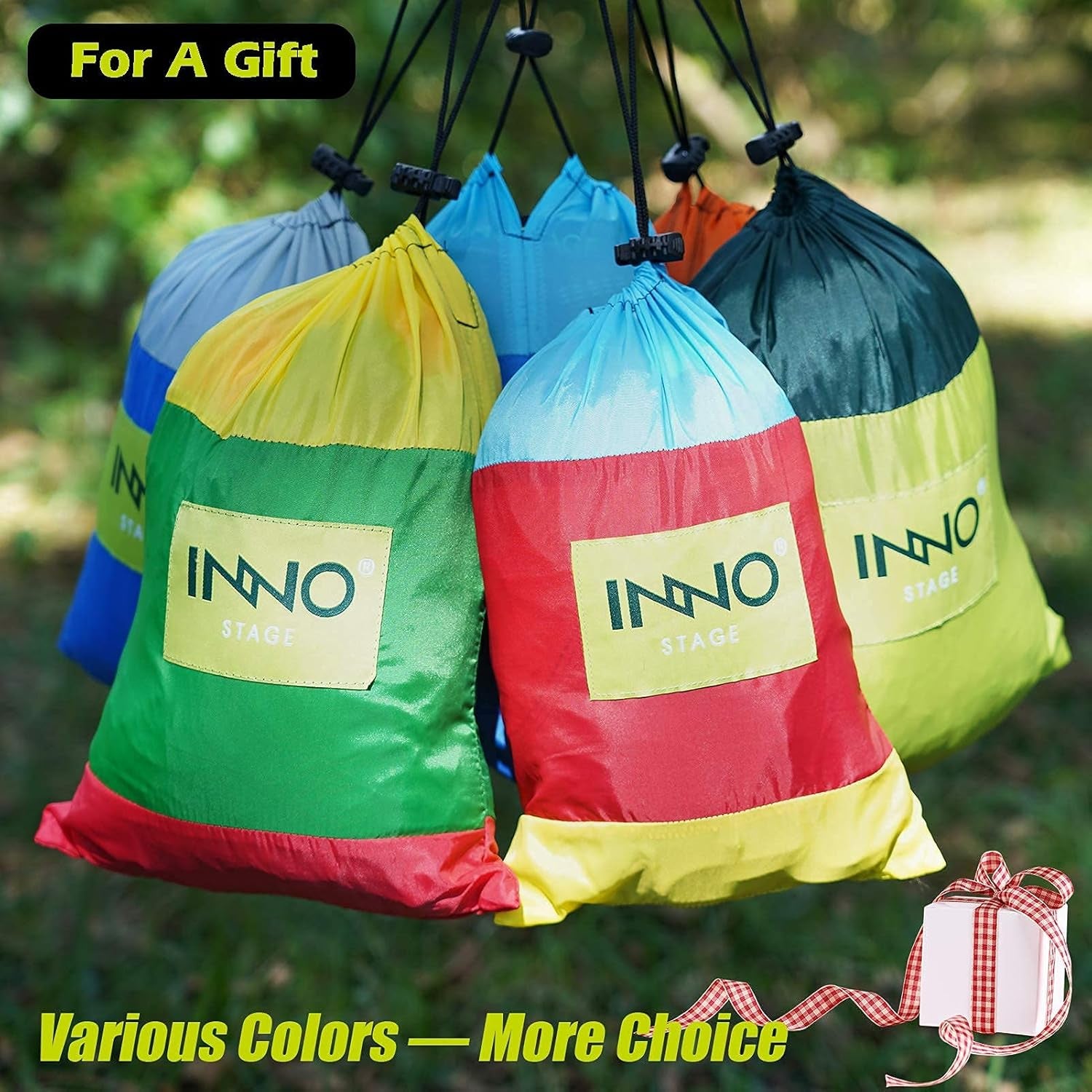 INNO STAGE Camping Hammock - Portable Hammocks Double with 2 Tree Straps, Lightwight Camping Gear for Hiking, Backpacking, Hunting, Outdoor, Beach - Blue