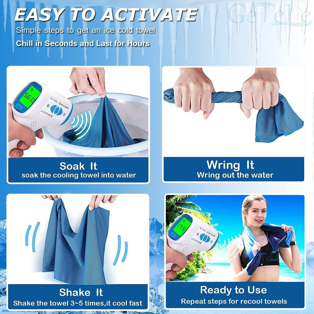 Cooling Towel 6 Pack, 36"X12" Cooling Towels for Neck and Face, Soft Microfiber Cooling Neck Wraps, Ice Sports Towel for Instant Cooling, Stay Cool for Yoga, Sport, Workout, Running, Camping, Golf