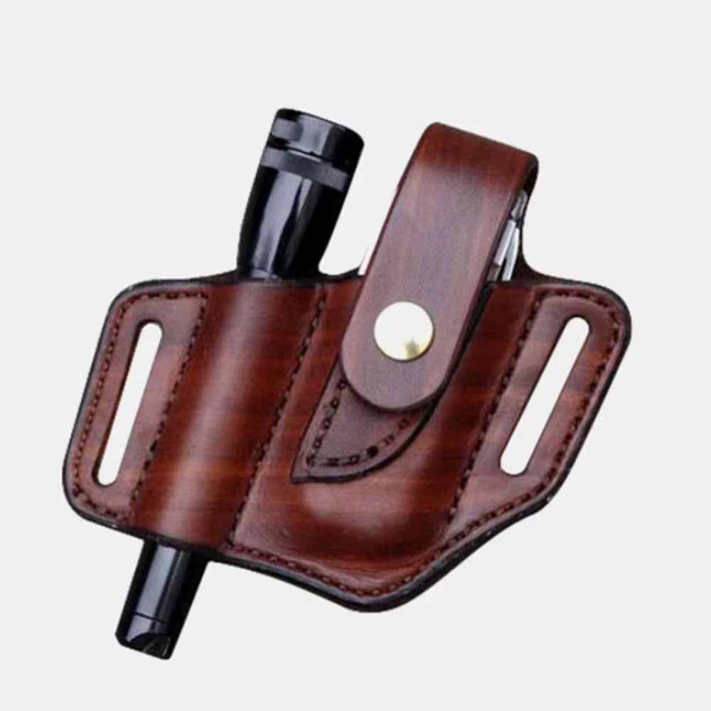 EDC Waist Pack Leather Waist Holster Belt Loop Holder Organizer Waist Pouch Outdoor Waist Pack for Lighter Flashlight Pliers
