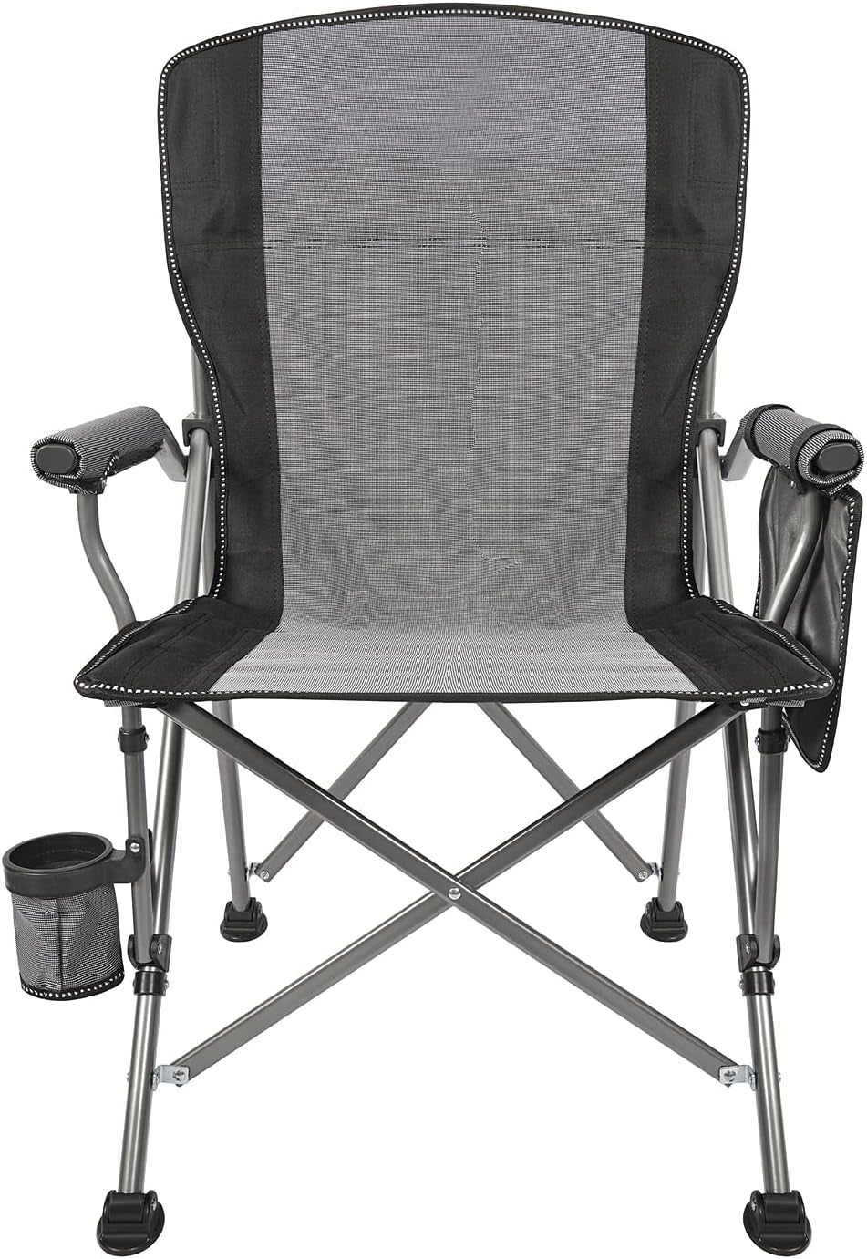 Portable Camping Folding Chair with Carrying Bag, Cup Holder Included, Holds up to 450 Lbs (Grey/Black) (Grey-2)