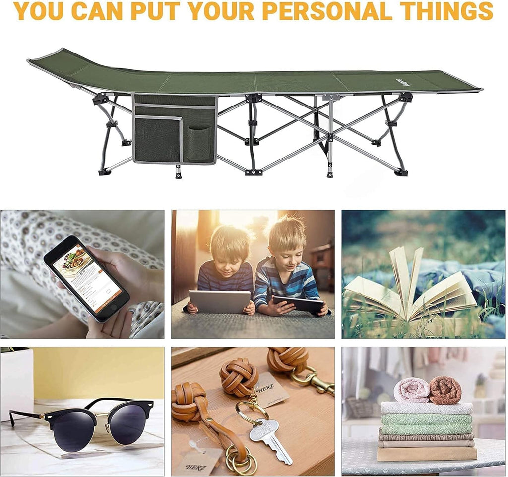 Folding Camping Cot for Adults,Portable Sturdy Sleeping Cot with Carry Bag Outdoor Lightweight Camping Bed Support 264 Lbs,Large Outdoor Foldable Travel Cots for Camping Beach Home Nap