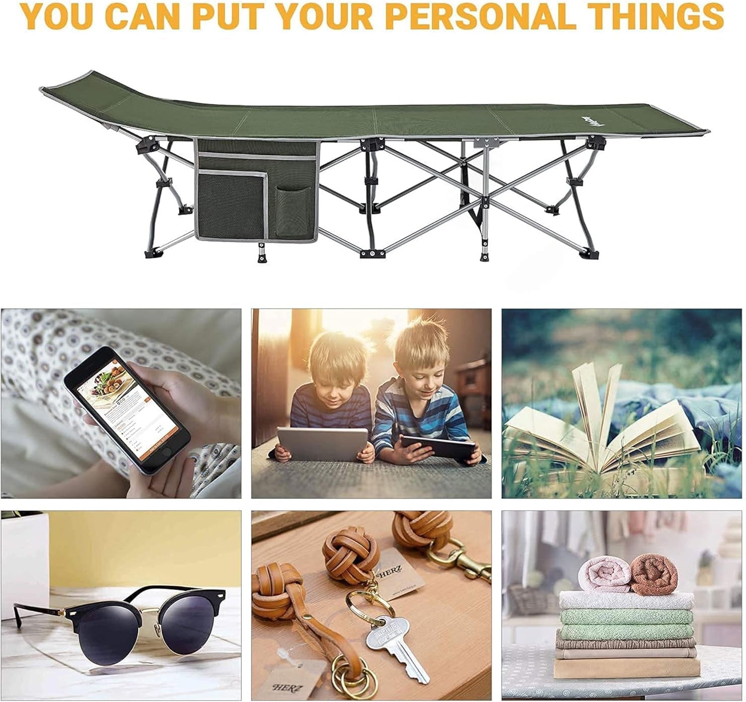 Folding Camping Cot for Adults,Portable Sturdy Sleeping Cot with Carry Bag Outdoor Lightweight Camping Bed Support 264 Lbs,Large Outdoor Foldable Travel Cots for Camping Beach Home Nap