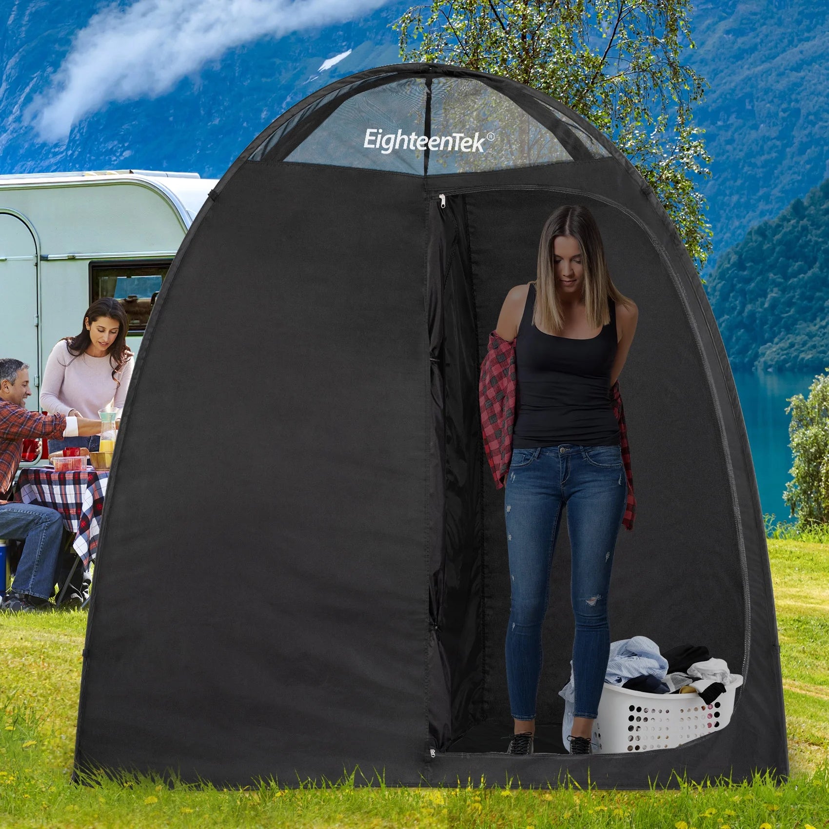 Pop up Shower Tent Changing Room 2 Rooms Outdoor Camping Toilet Portable Privacy Dressing Shelter