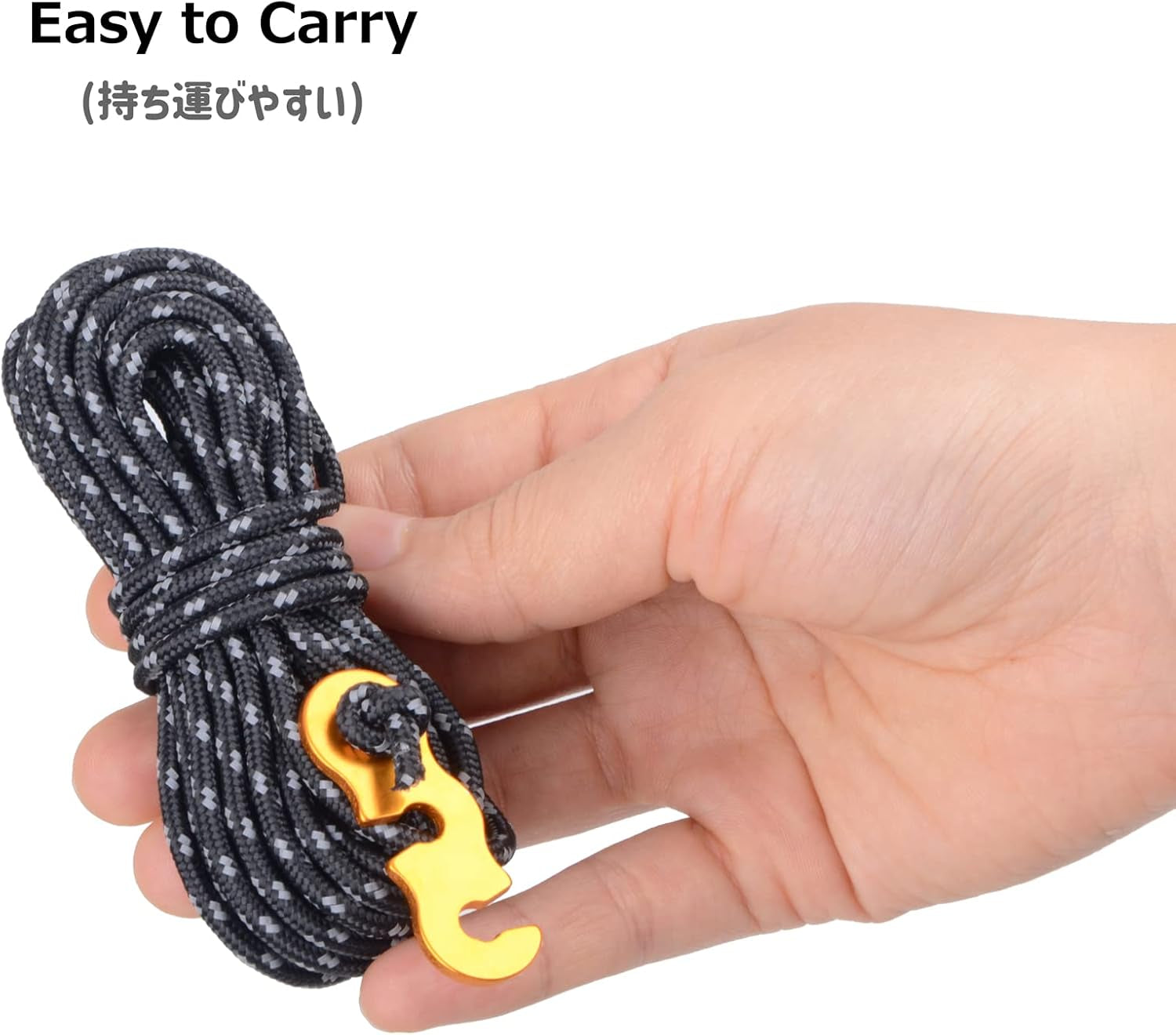 Reflective Cord Pack Tent Guyline Rope High-Strength Lightweight with Aluminum Cord Adjuster for Tying down Tarps, Camping Tent, Outdoor Packaging