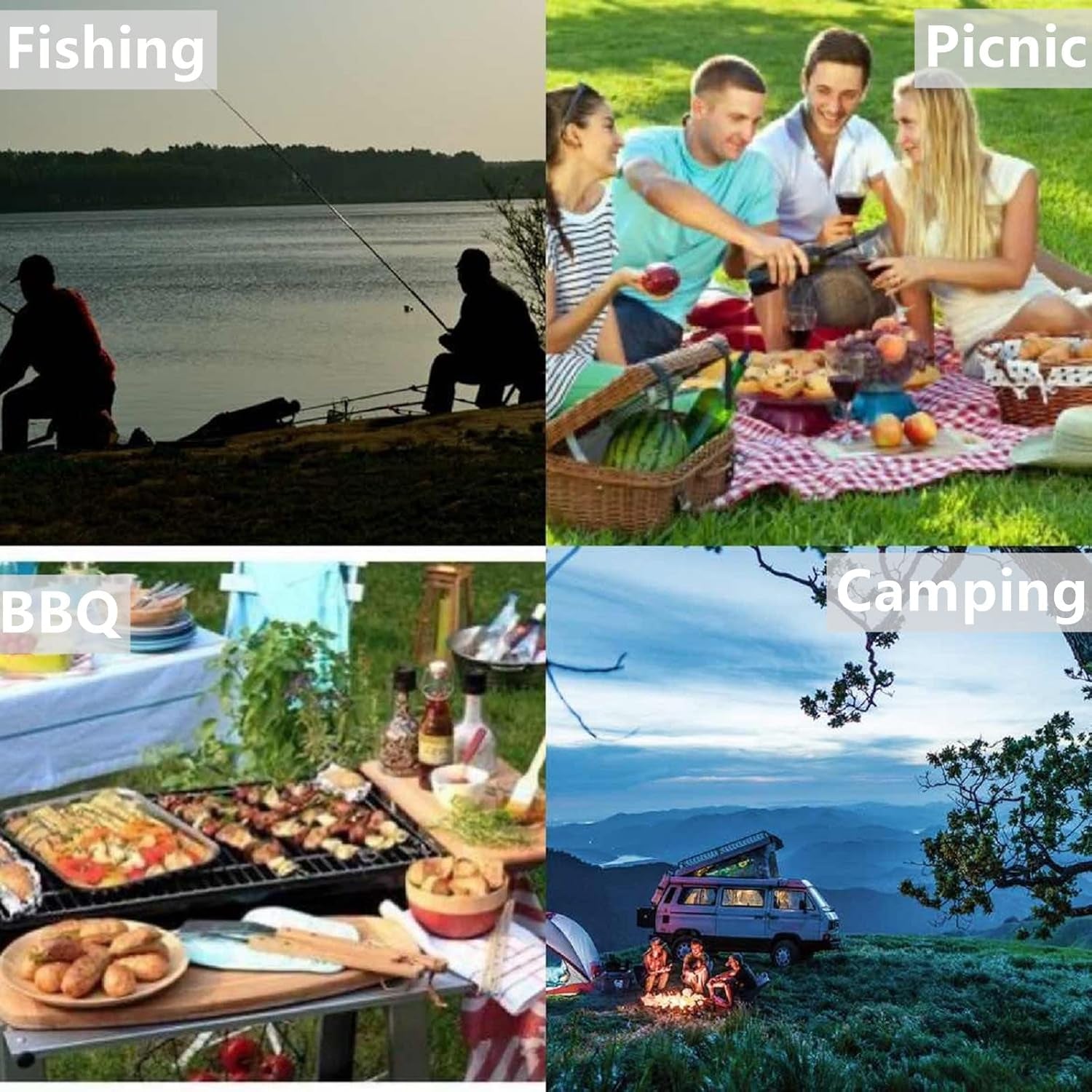 4FT Folding Table with Carrying Handle Suitcase Table Height Adjustable Pop up Collapsible Lightweight Portable for Indoor Outdoor Picnic, Tailgating Camping, Hiking, Fishing, BBQ …