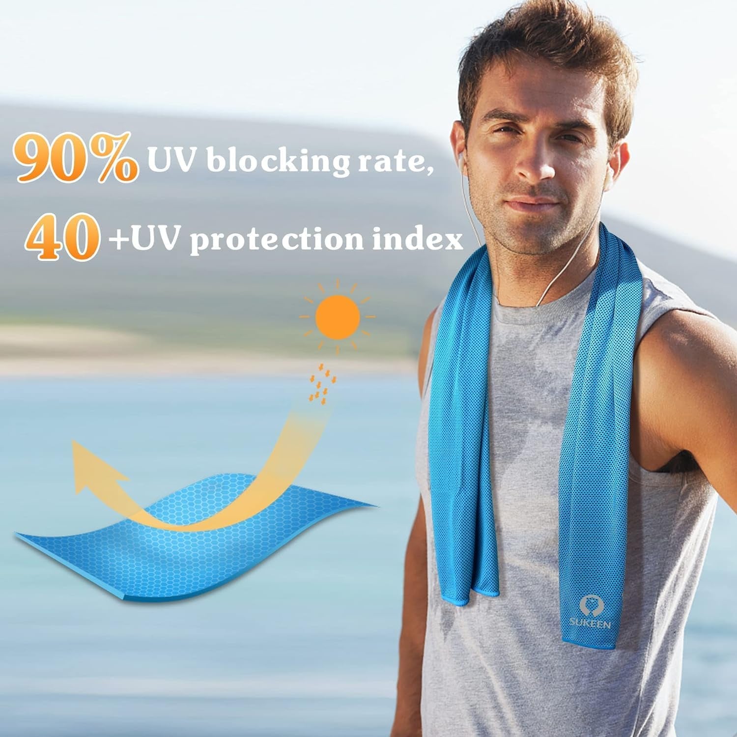 Cooling Towels (40"X12") Microfiber Cool Towel,Soft Breathable Chilly Towel for Yoga, Golf, Gym, Camping, Running, Workout & More Activities