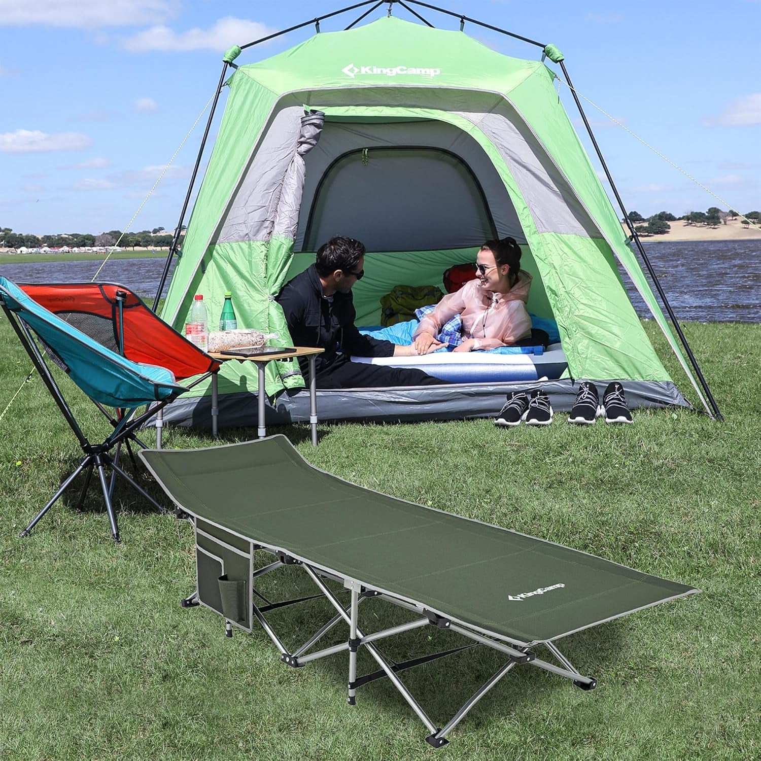 Folding Camping Cot for Adults,Portable Sturdy Sleeping Cot with Carry Bag Outdoor Lightweight Camping Bed Support 264 Lbs,Large Outdoor Foldable Travel Cots for Camping Beach Home Nap