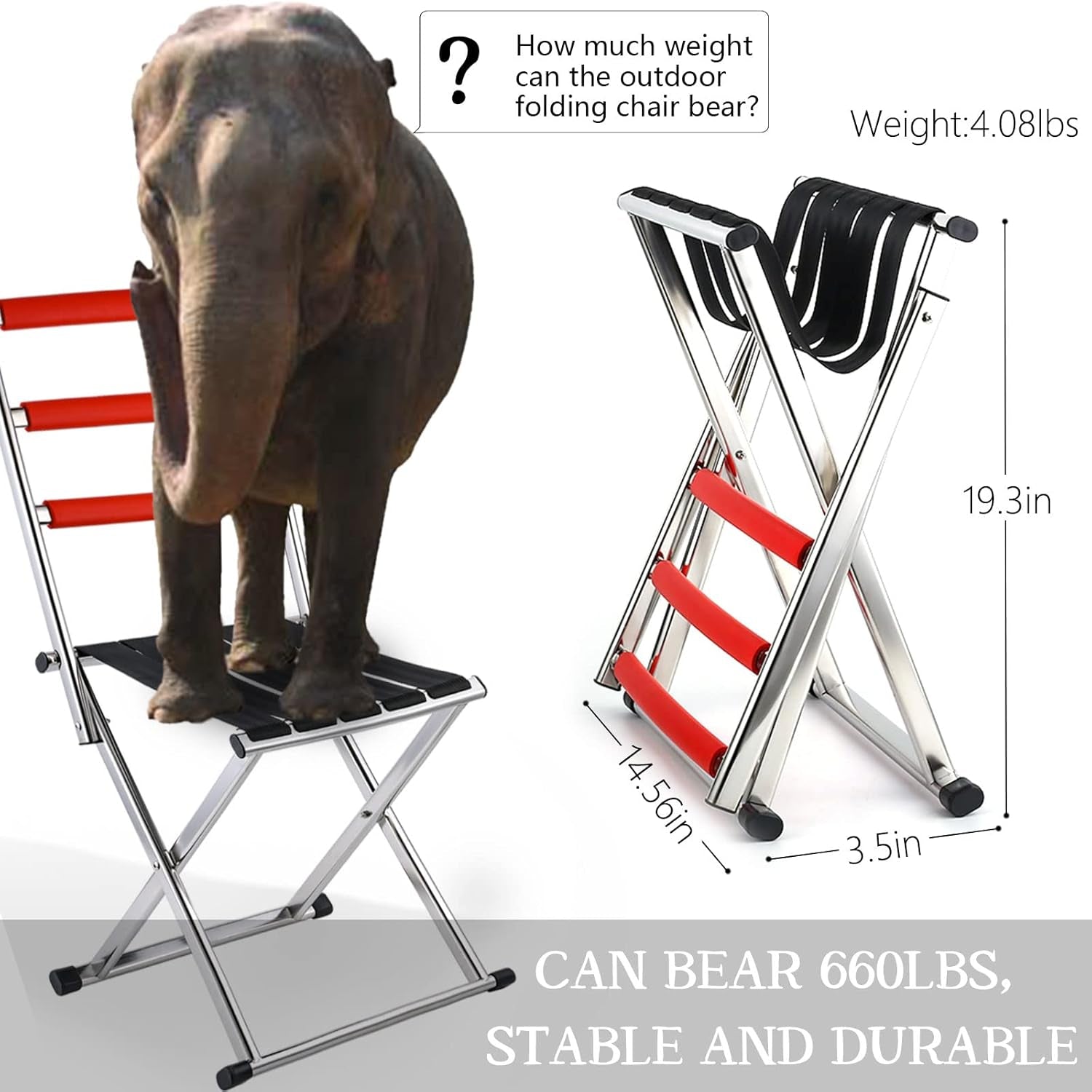 Outdoor Folding Camping Chair for Adults - Lightweight Portable Fishing Hunting Seat with Backrest,Camp Stool with Back Support Heavy Duty Support 660 Lbs for Outdoor Picnic Hiking Fishing/Medium