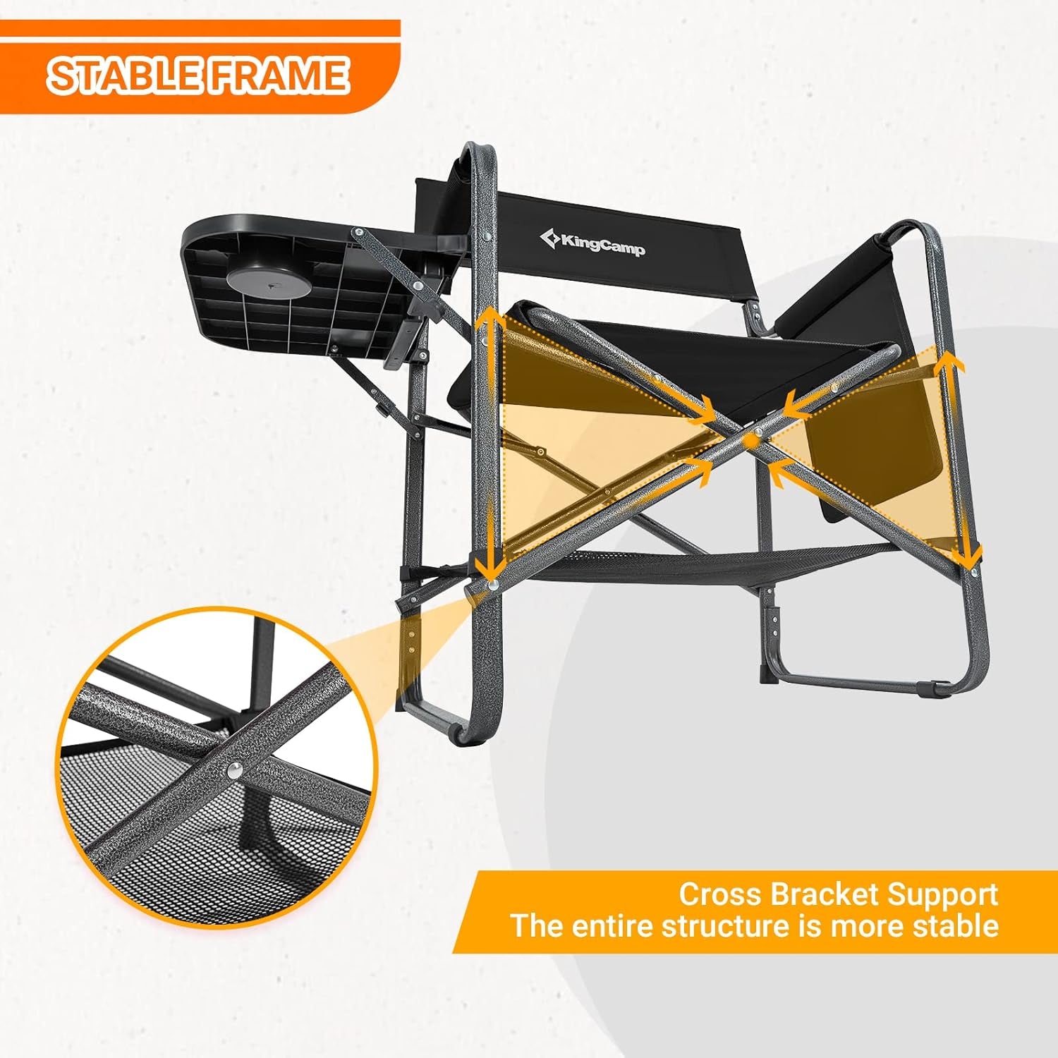 Directors Chair with Side Table, Portable Folding Camping Chairs 300Lbs Heavy Duty Seat with Pocket, Breathable Mesh Back & Compact Design for Camping Hiking Backpacking Fishing