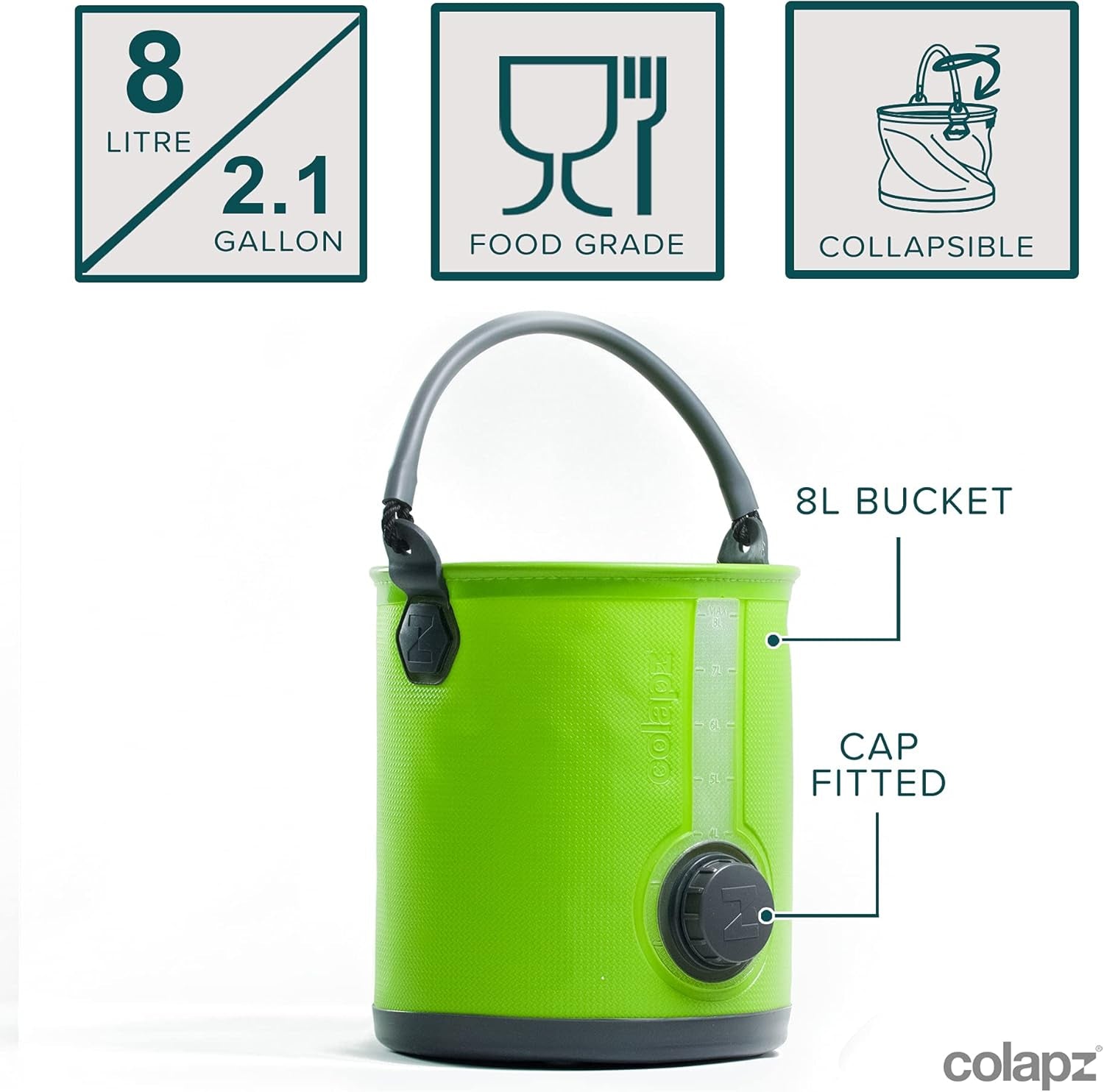 2-In-1 Collapsible Camping Water Container with Spigot - 2 Gallon Portable Bucket & Camping Water Jug with Spout - Sports Water Jug - RV Bucket - Water Jug Dispenser