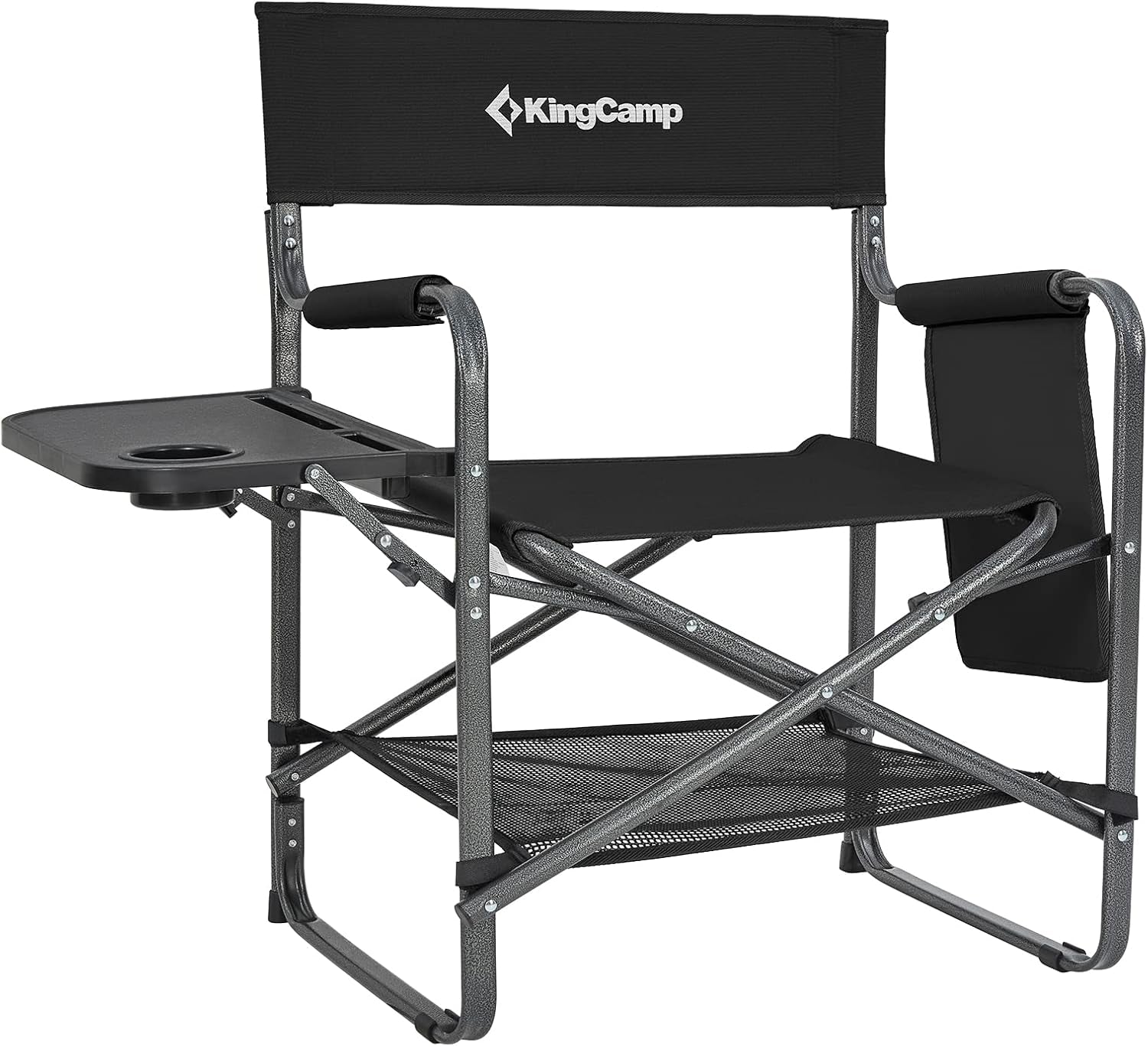 Directors Chair with Side Table, Portable Folding Camping Chairs 300Lbs Heavy Duty Seat with Pocket, Breathable Mesh Back & Compact Design for Camping Hiking Backpacking Fishing