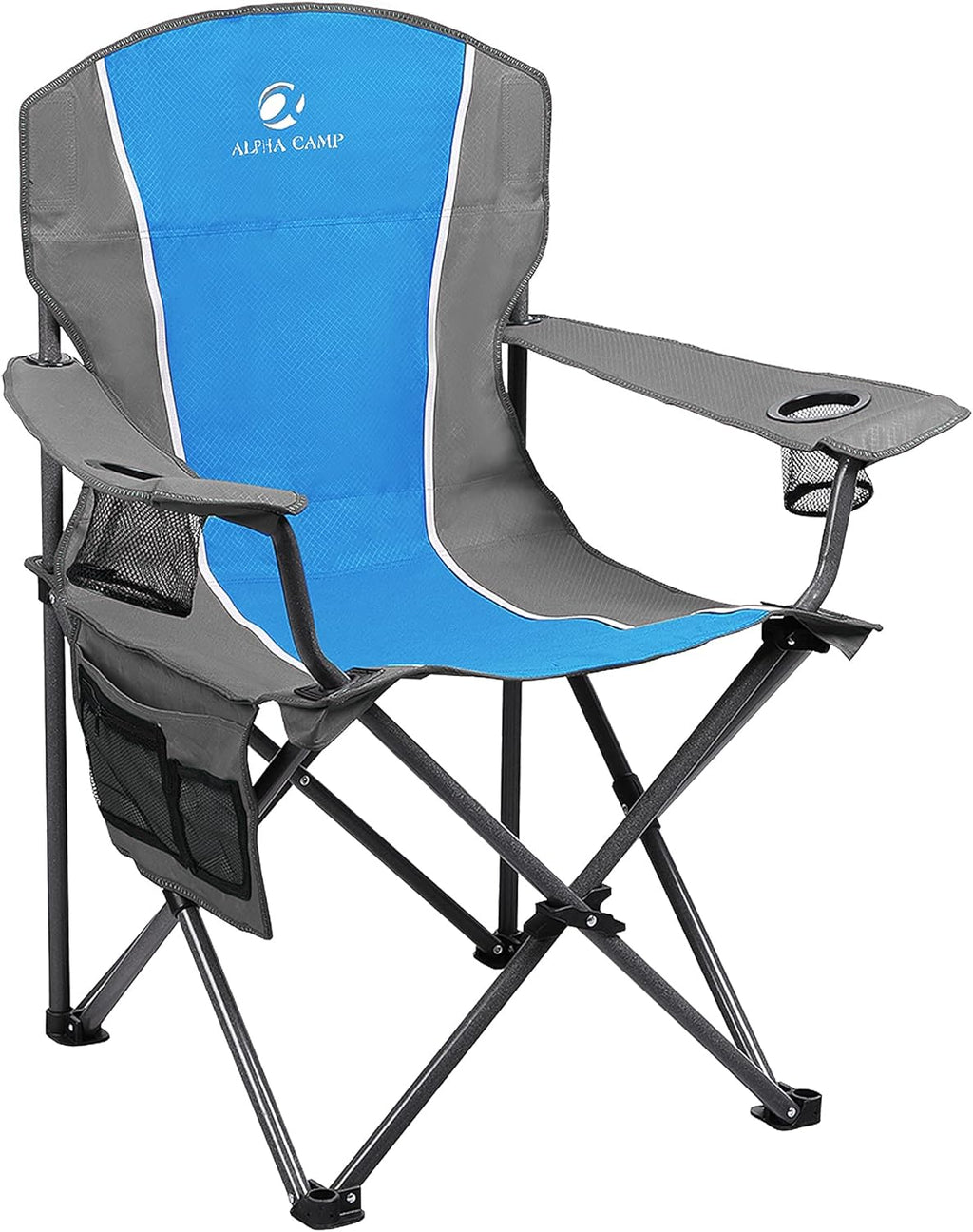 Oversized Outdoors Folding Camping Chair Heavy Duty Padded Arm Chair with Cup Holder and Storage Bag, 350 LBS Weight Capacity
