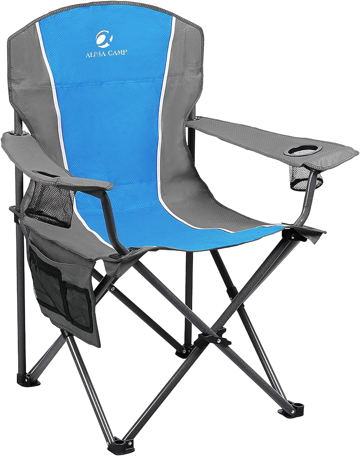 Oversized Outdoors Folding Camping Chair Heavy Duty Padded Arm Chair with Cup Holder and Storage Bag, 350 LBS Weight Capacity