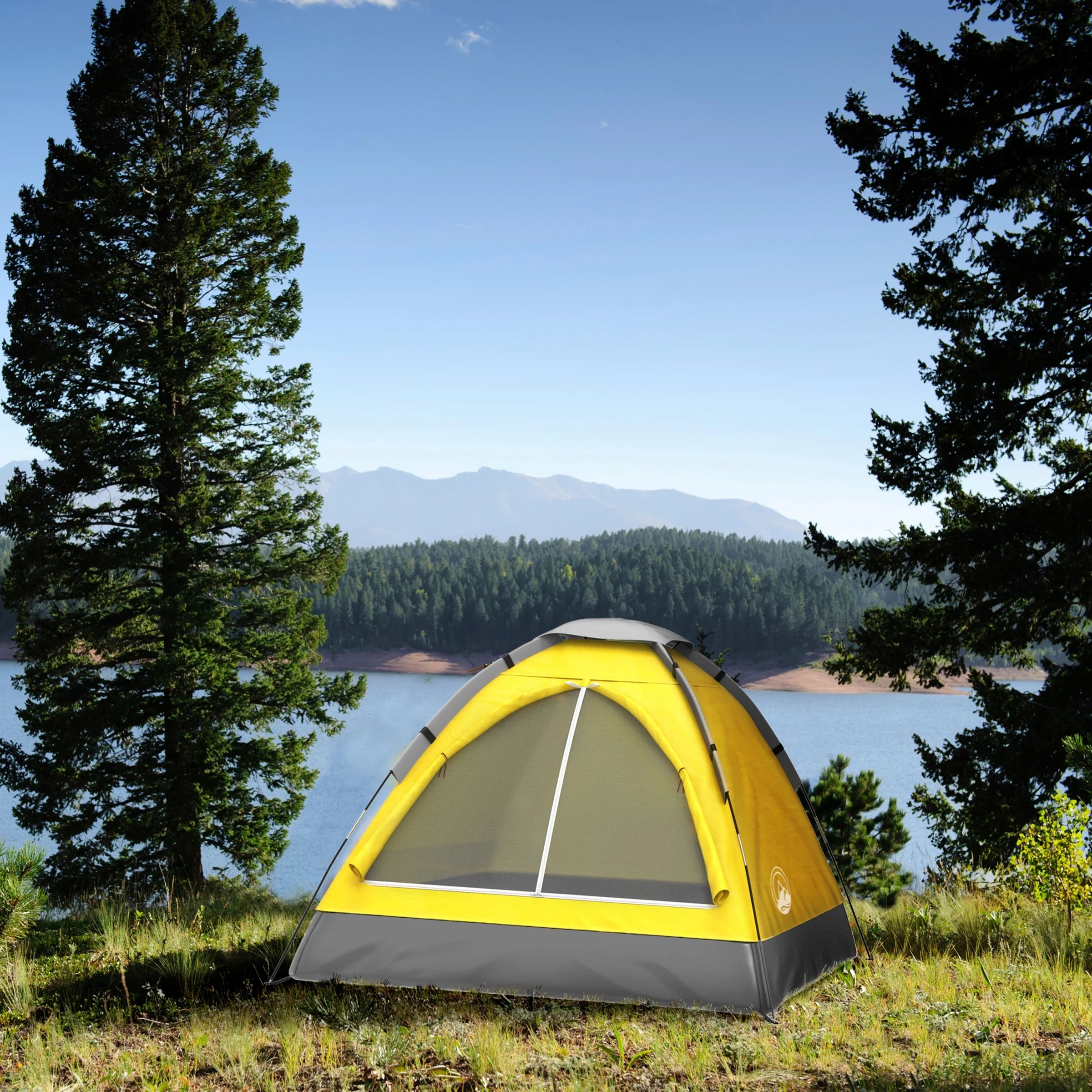 2-Person Dome Tent- Rain Fly & Carry Bag- Easy Set Up-Great for Camping Backpacking Hiking & Outdoor Music Festivals by  (Yellow)