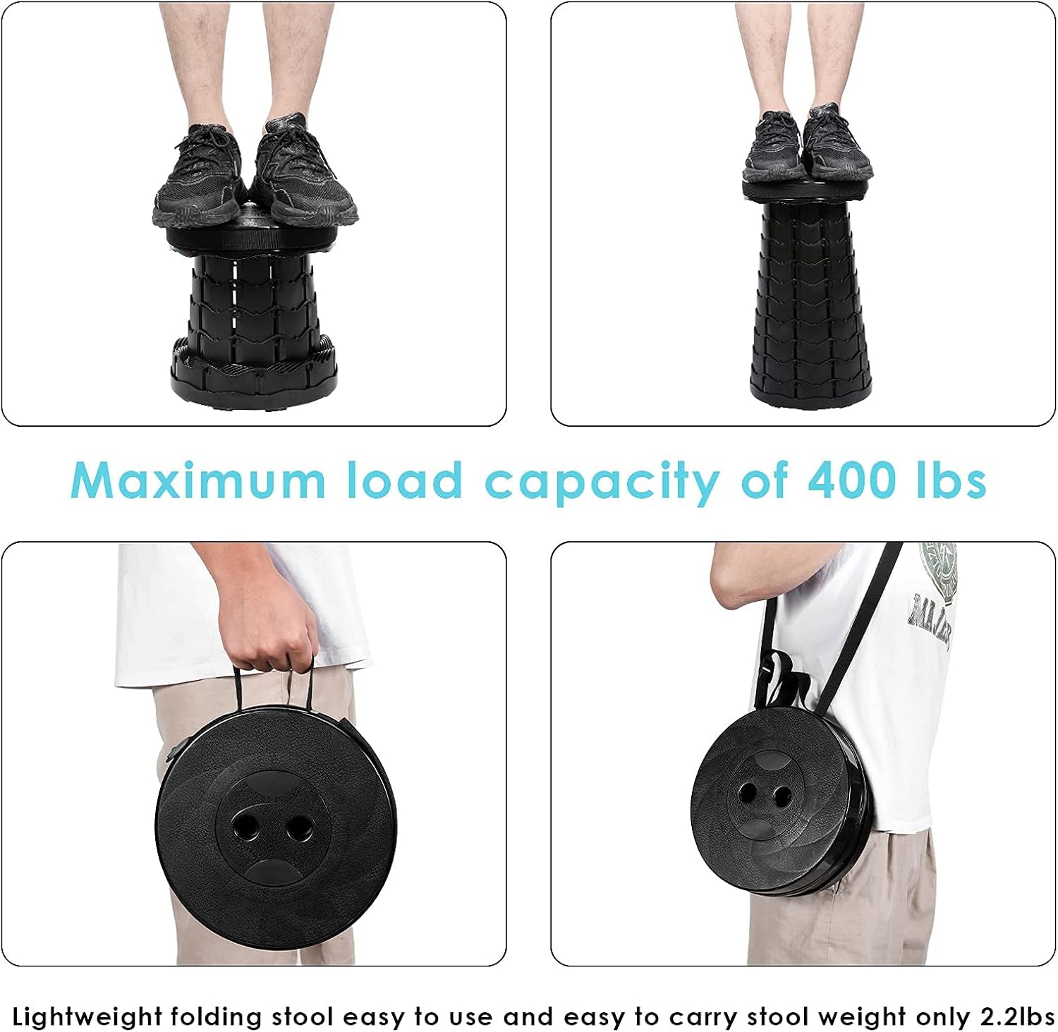 Portable Stool,Collapsible Stool,Telescoping Stool for Camping,Hiking,Queuing