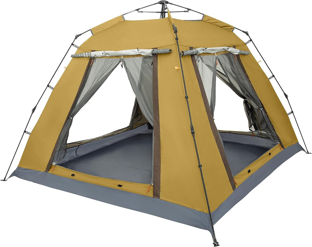 4 Person Lightweight Camping Tent Easy Setup Large Cabin Tent Waterproof and Sun Protect Instant Tent with Sun Shade for Outdoor Hiking Four Large Mesh Windows for Optimized Ventilation