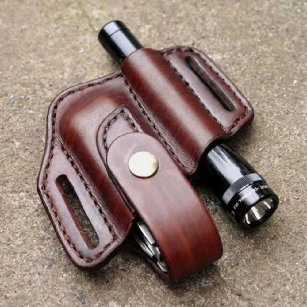 EDC Waist Pack Leather Waist Holster Belt Loop Holder Organizer Waist Pouch Outdoor Waist Pack for Lighter Flashlight Pliers