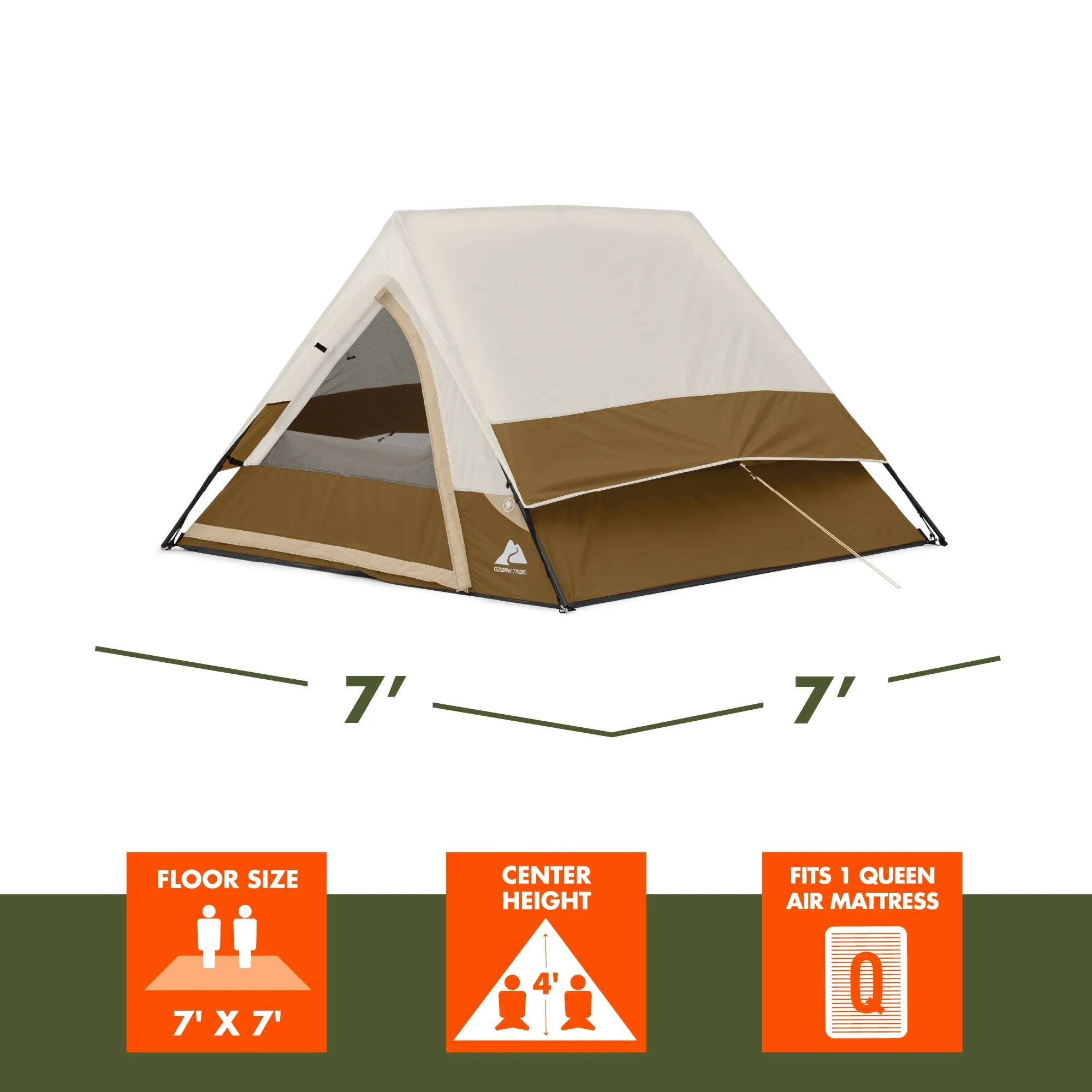 7' X 7' 3-Person A-Frame Tent, 13.44 Lbs