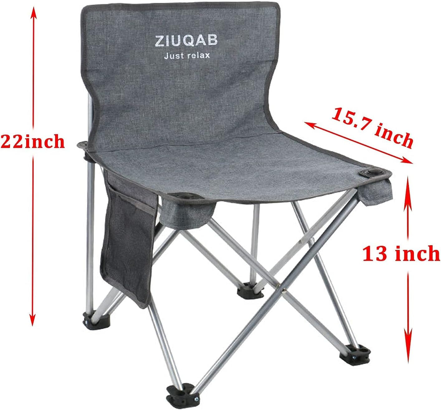 13" Folding Portable Chairs for Camping, Small Ultralight Stool with Organizer Bag, outside Grey Seat Kit for Fishing, Family, Picnic, Beach, Patio, Ice Fishing