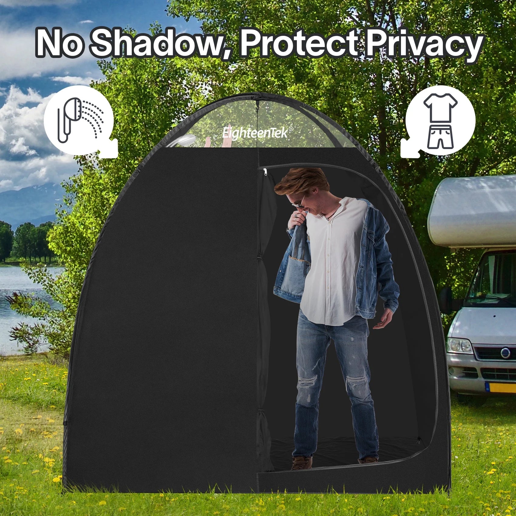 Pop up Shower Tent Changing Room 2 Rooms Outdoor Camping Toilet Portable Privacy Dressing Shelter