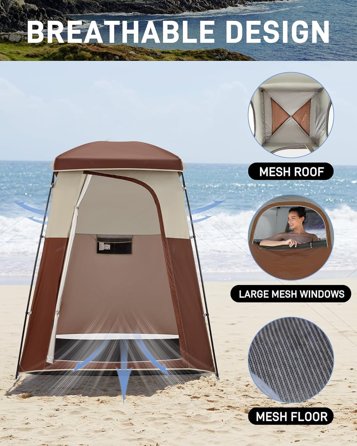 Shower Tent, Portable Privacy Tent Outdoor Camping 1/2 Room Toilet Tents with Shower Bag & Dressing Room for Travel Beach Tailgate