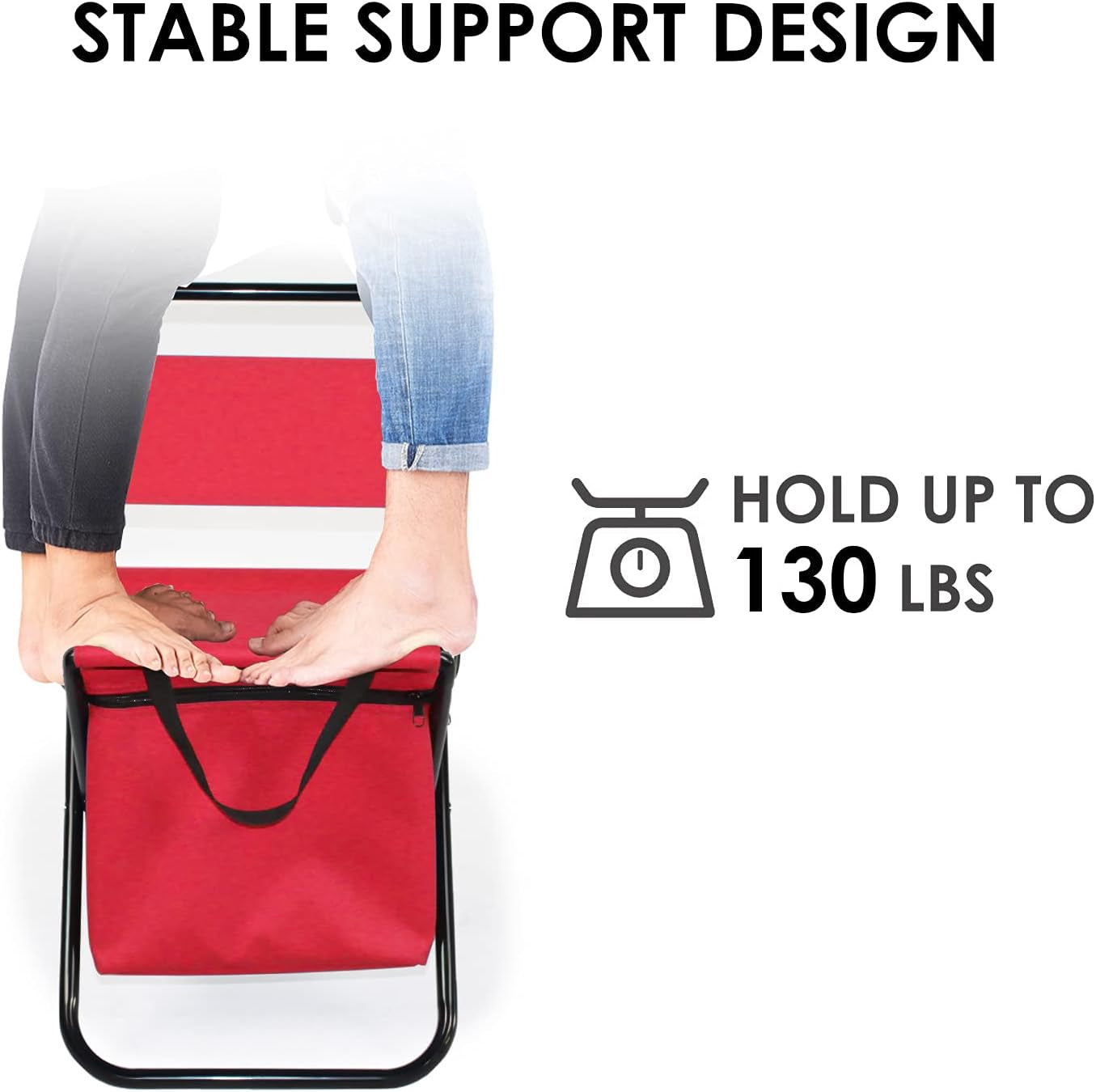 Camping Chair Lightweight Waterproof Folding - Gear and Portable Stool Perfect for Outdoor Storage, Travel, Hiking, Hunting, Camping, Tailgating, Beach, Parades & More (Red)