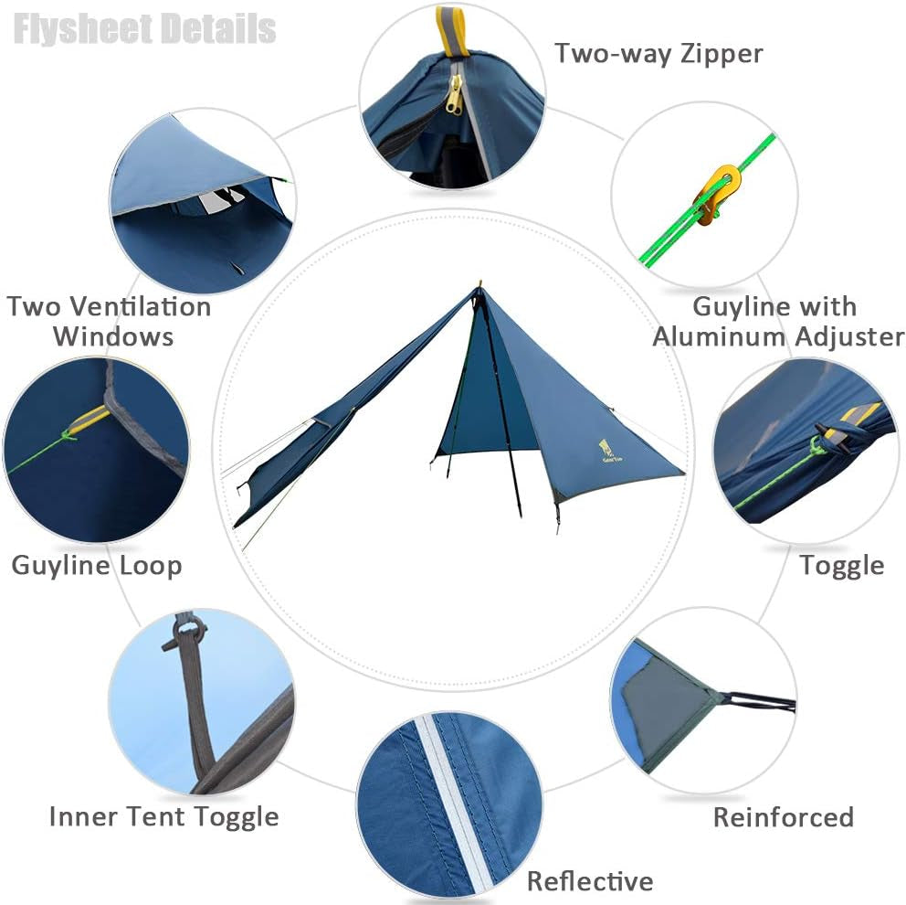 Lightweight Backpacking Tent for 1 Person Trekker Pole 1 Man Tent for Camping Hiking Outdoor Travel
