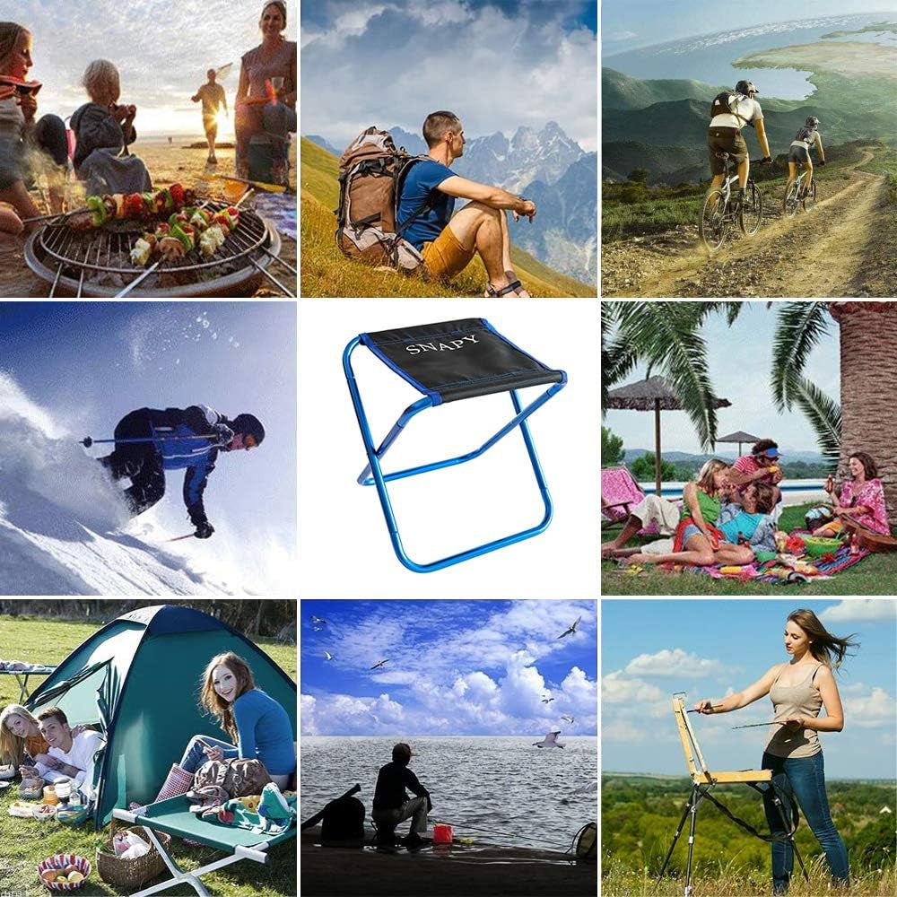 2-Pack Mini Folding Camping Stool, Lightweight Camp Stool, Portable Folding Camp Chair, Ultralight Camping Chair for BBQ, Camping, Fishing, Travel, Hiking (Blue & Blue)