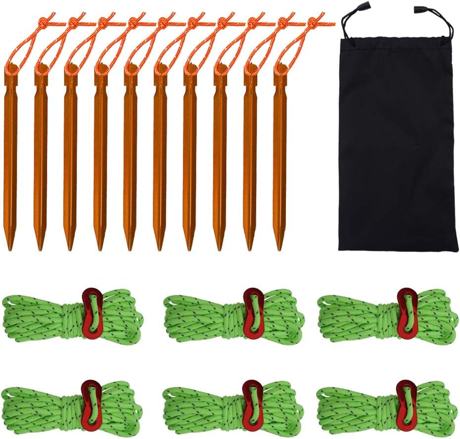10 Pack Tent Stakes for Outdoors, Backpacking, Camping Tent Kits & Hiking Accessories