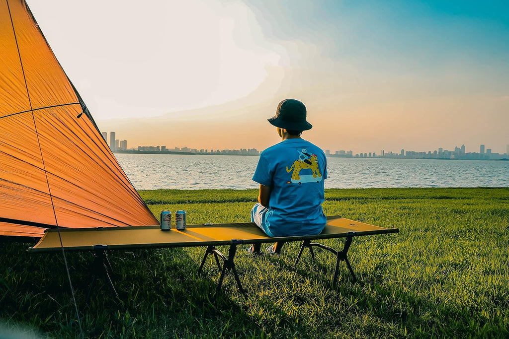 Folding Camping Cot, Portable Ultralight Camping Cot, Comfortable Camping Bed with Carry Bag for Indoor Outdoor Sleeping Travel Beach Hiking Adults